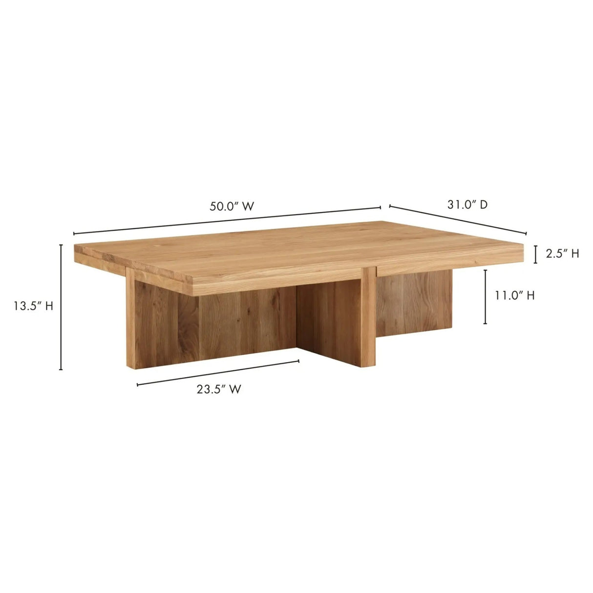 Modern European furniture - Oak Cross-Base Rectangular Coffee Table - www.oroa.com