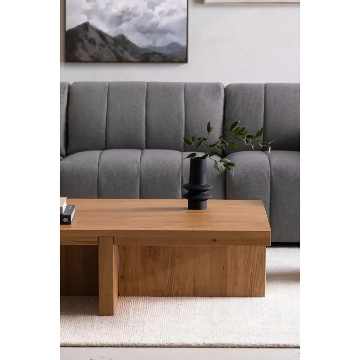 Modern European furniture - Oak Cross-Base Rectangular Coffee Table - www.oroa.com