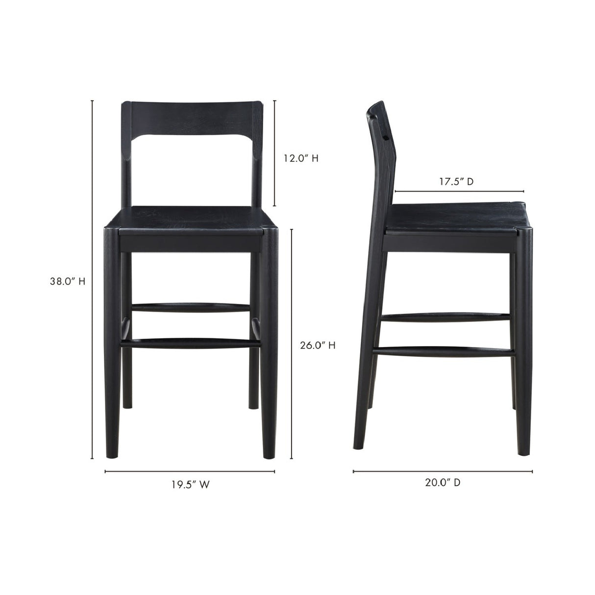 Modern European furniture - Solid Wood Open-Back Counter Stool - www.oroa.com