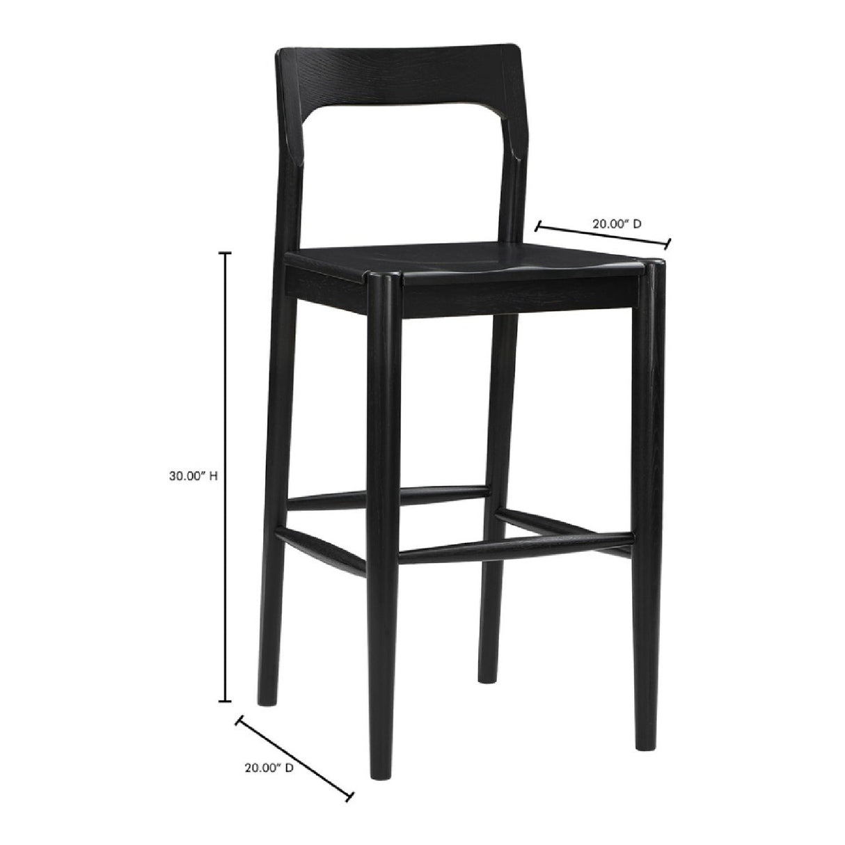 Modern European furniture - Solid Wood Open-Back Bar Stool - www.oroa.com