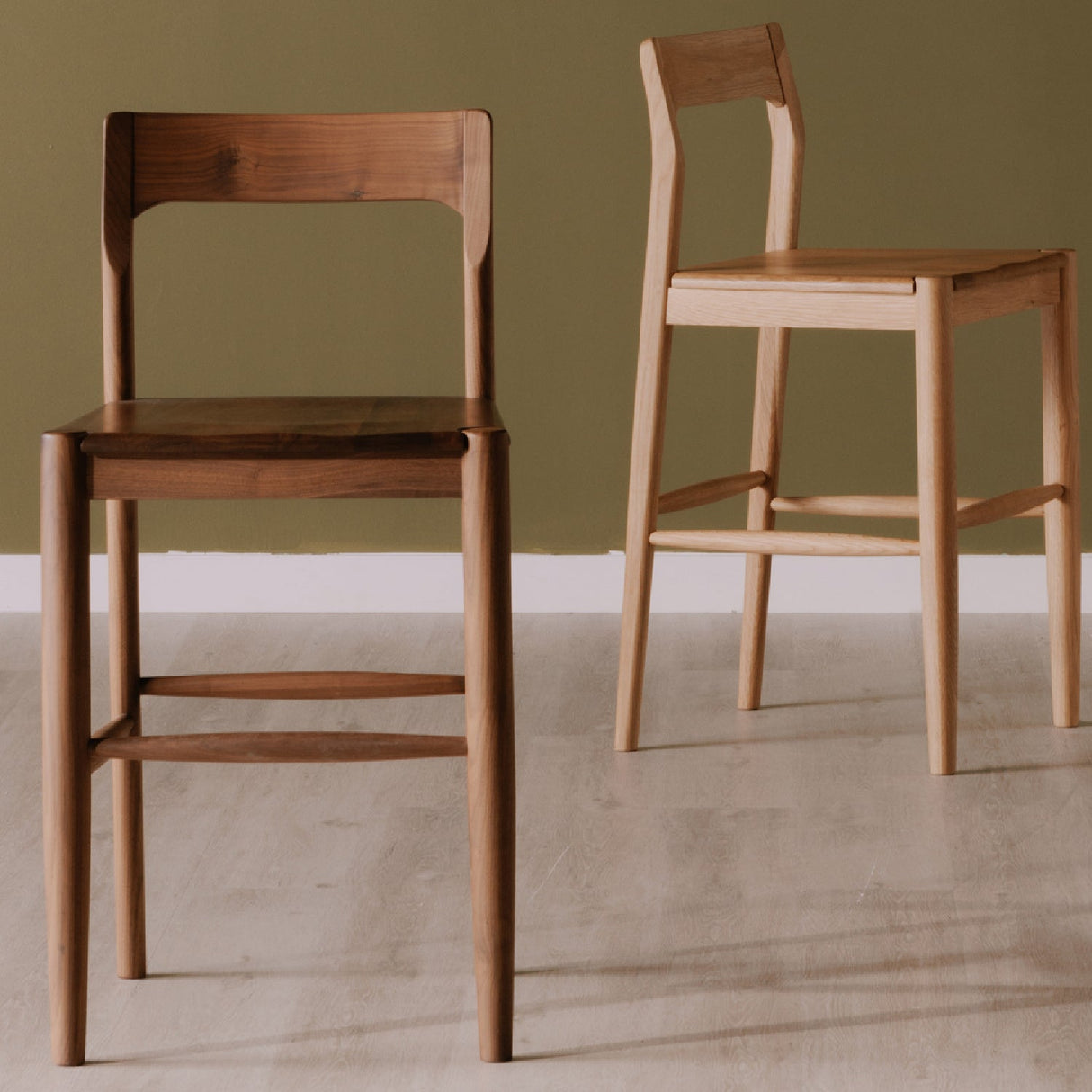 Modern European furniture - Solid Wood Open-Back Bar Stool - www.oroa.com