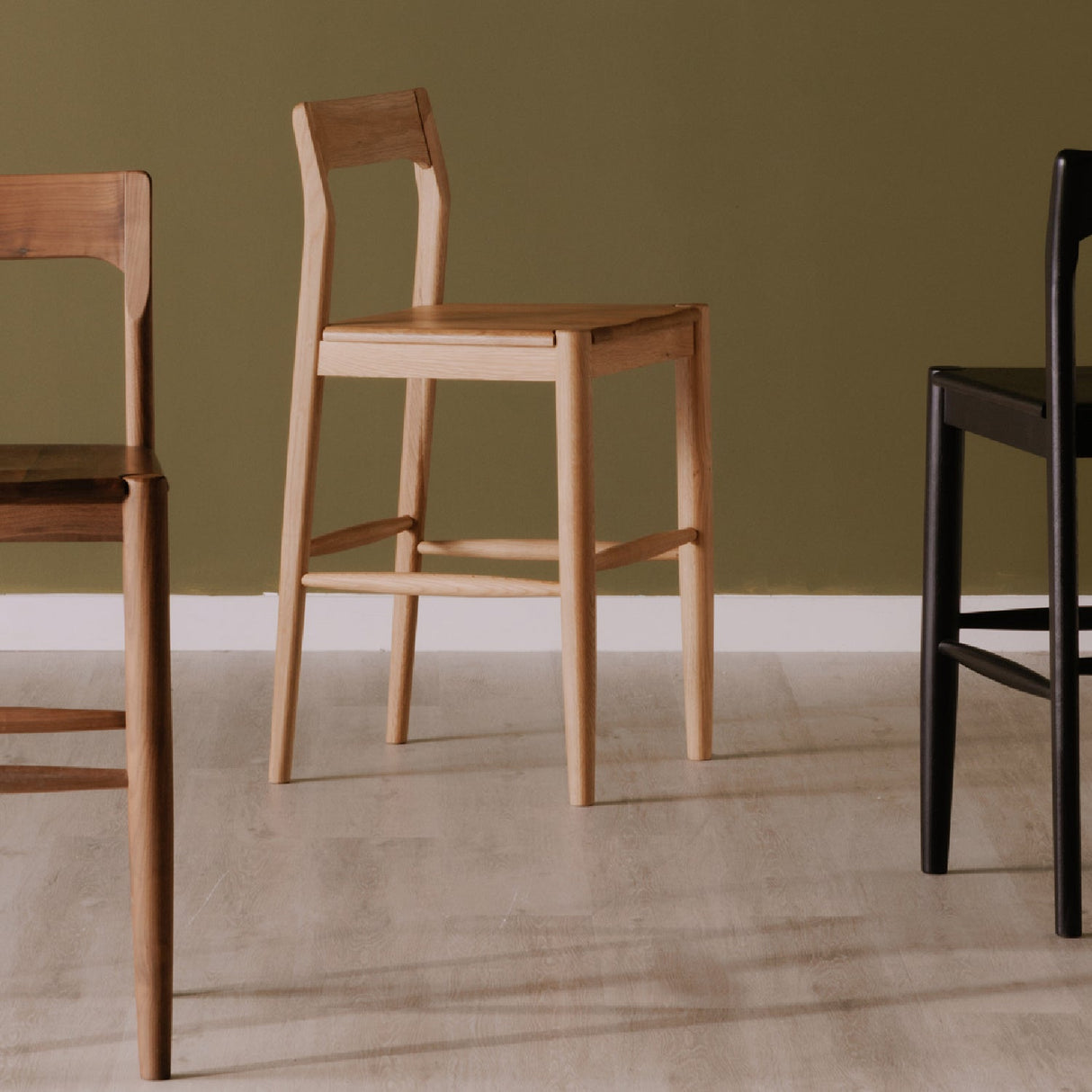 Modern European furniture - Solid Wood Open-Back Bar Stool - www.oroa.com