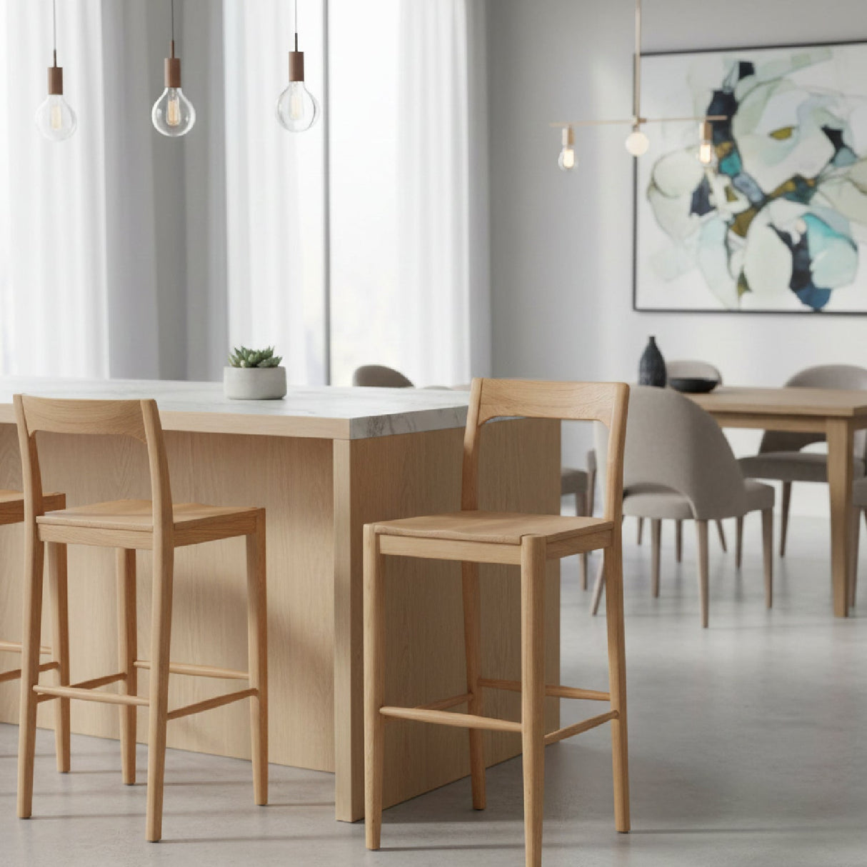 Modern European furniture - Solid Wood Open-Back Bar Stool - www.oroa.com