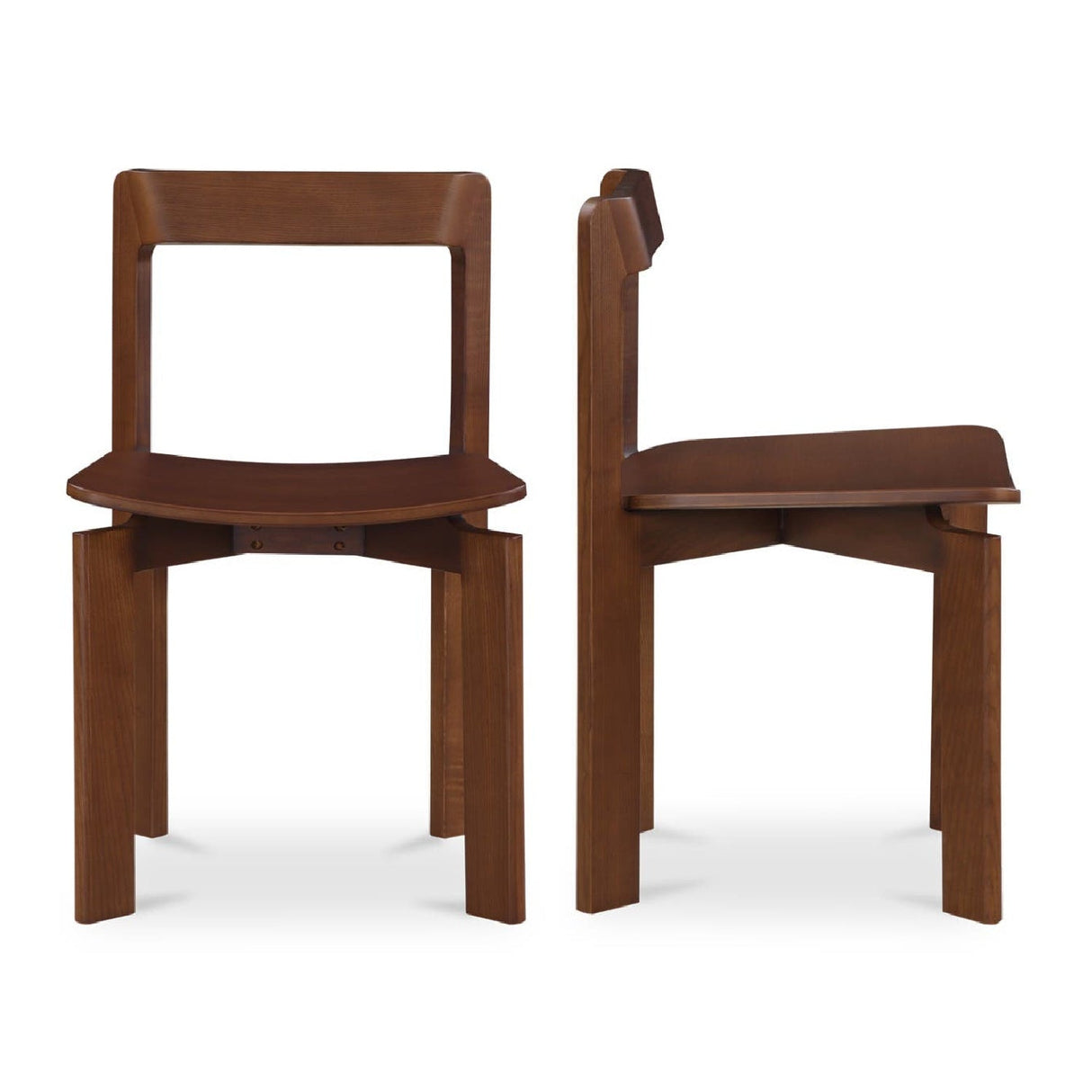 Modern European furniture - Brown Wooden Dining Chairs (2) - www.oroa.com