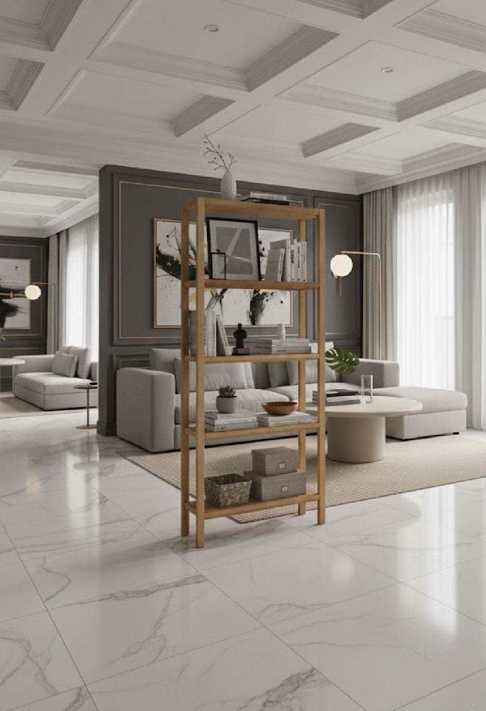 Modern European furniture - Oak Veneer Wood Bookcase - www.oroa.com