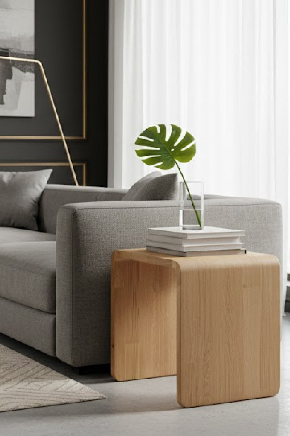 Modern or European furniture - C-Shape Solid Wood Side Table - www.oroa.com