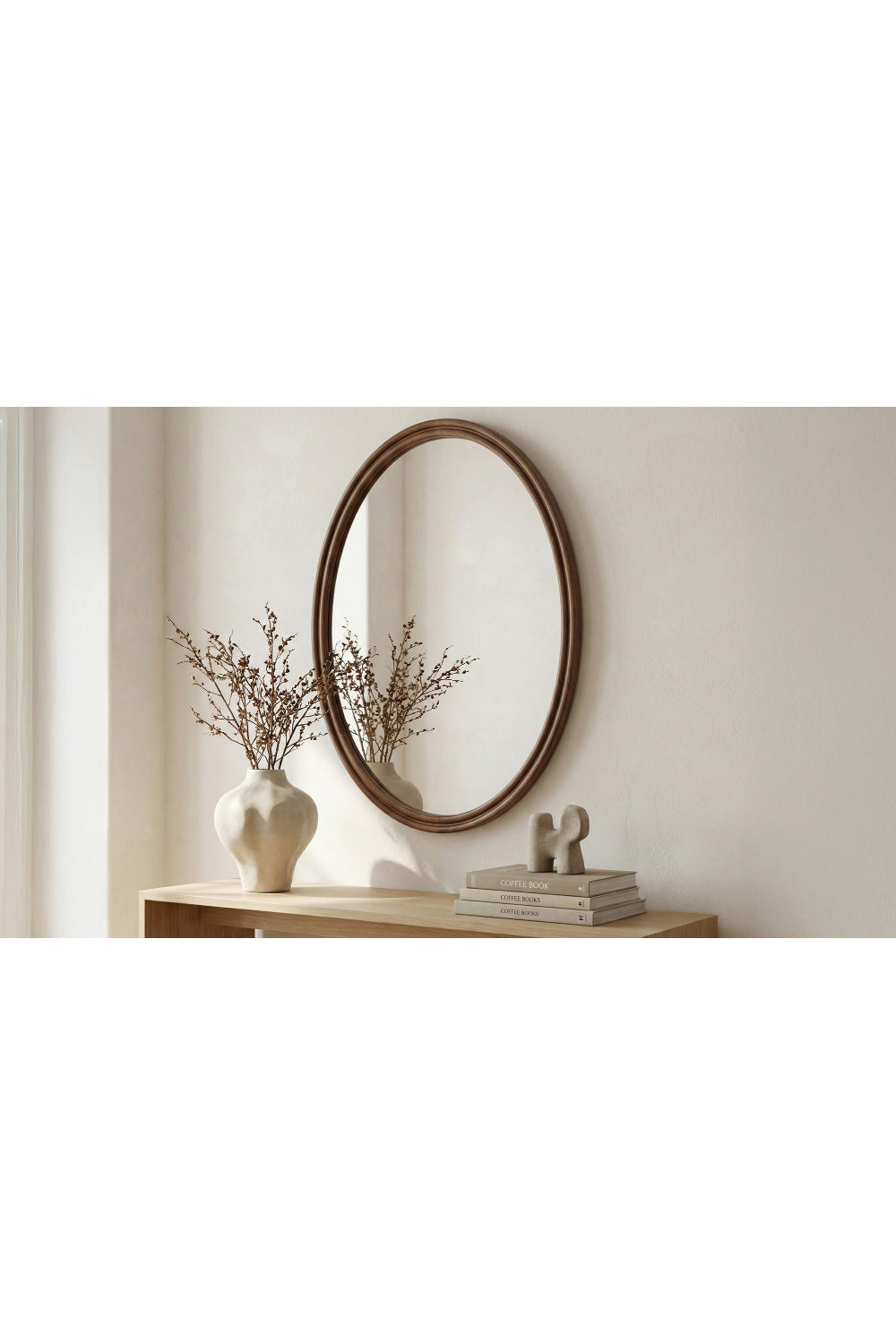 Modern European furniture - Oak Oval Wall Mirror - www.oroa.com