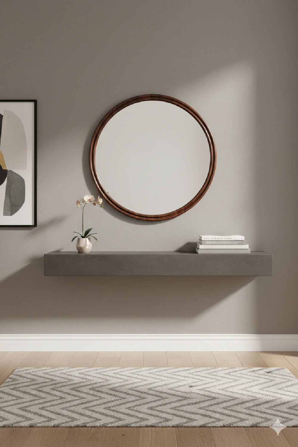 Modern European furniture - Oak Round Wall Mirror - www.oroa.com