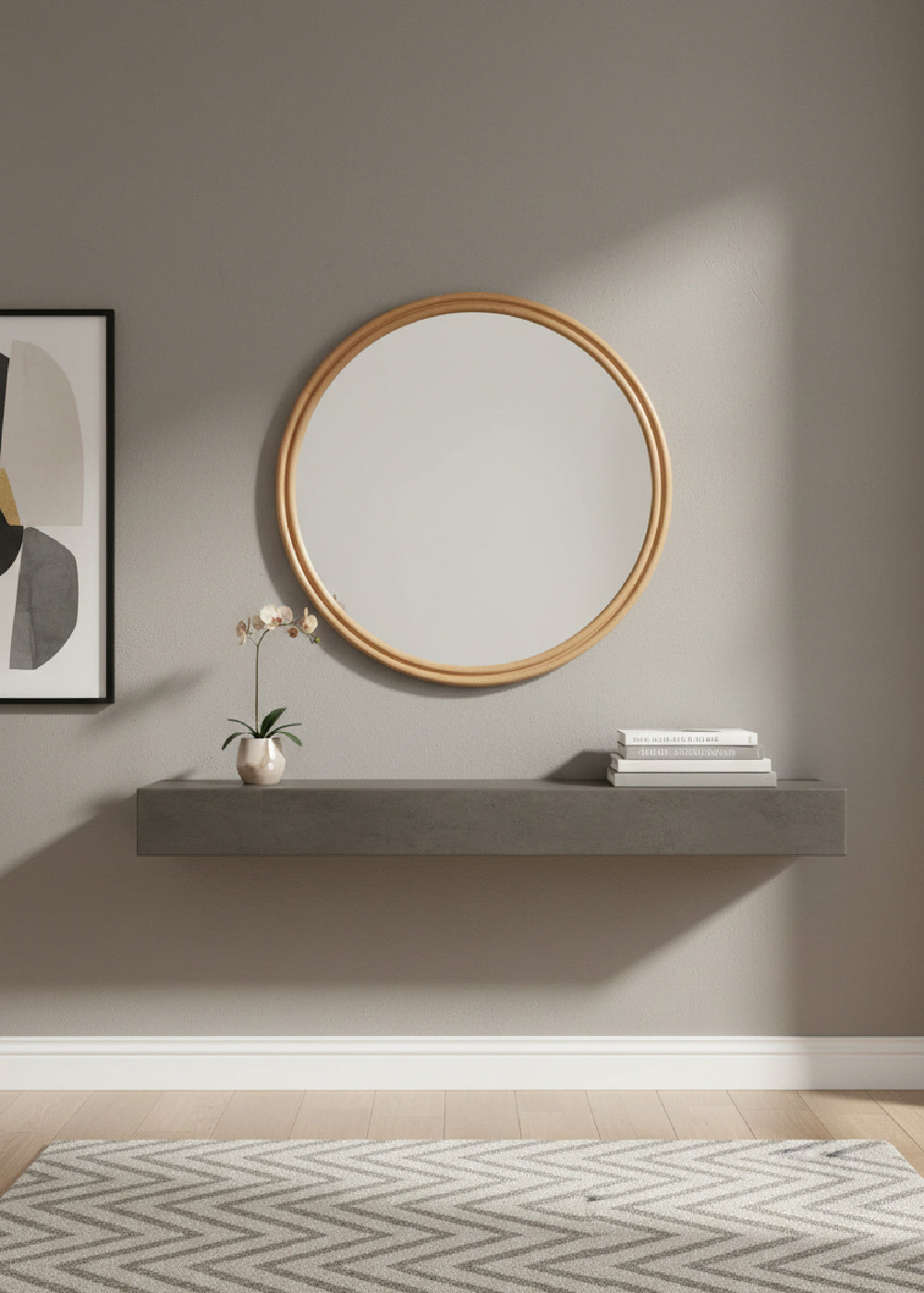 Modern European furniture - Oak Round Wall Mirror - www.oroa.com