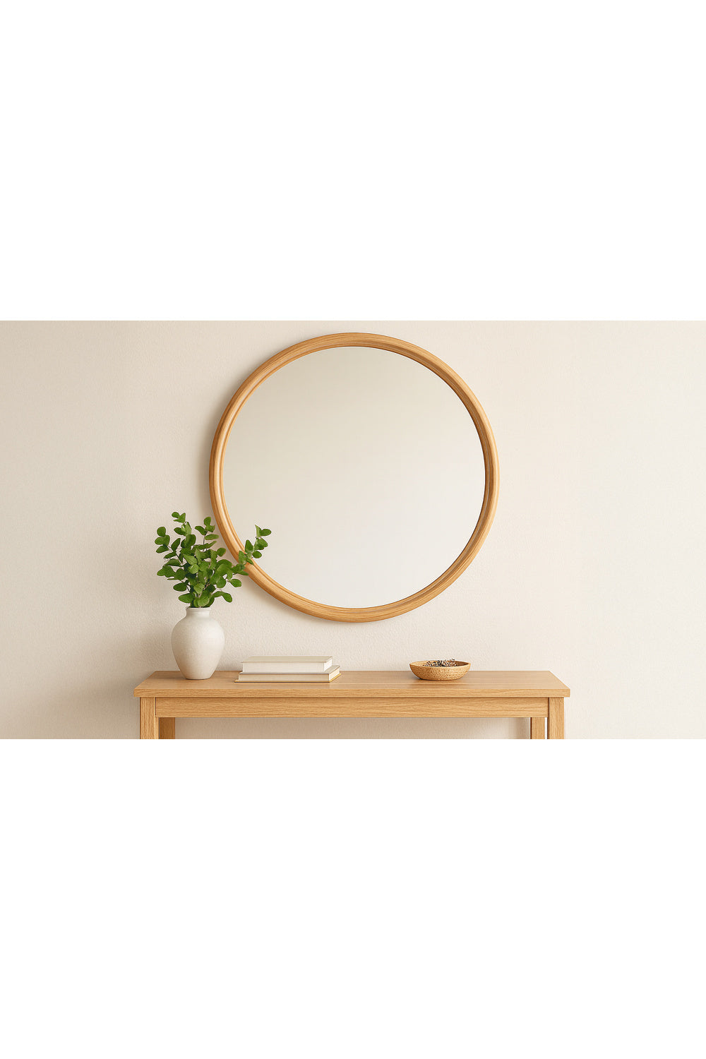Modern European furniture - Oak Round Wall Mirror - www.oroa.com