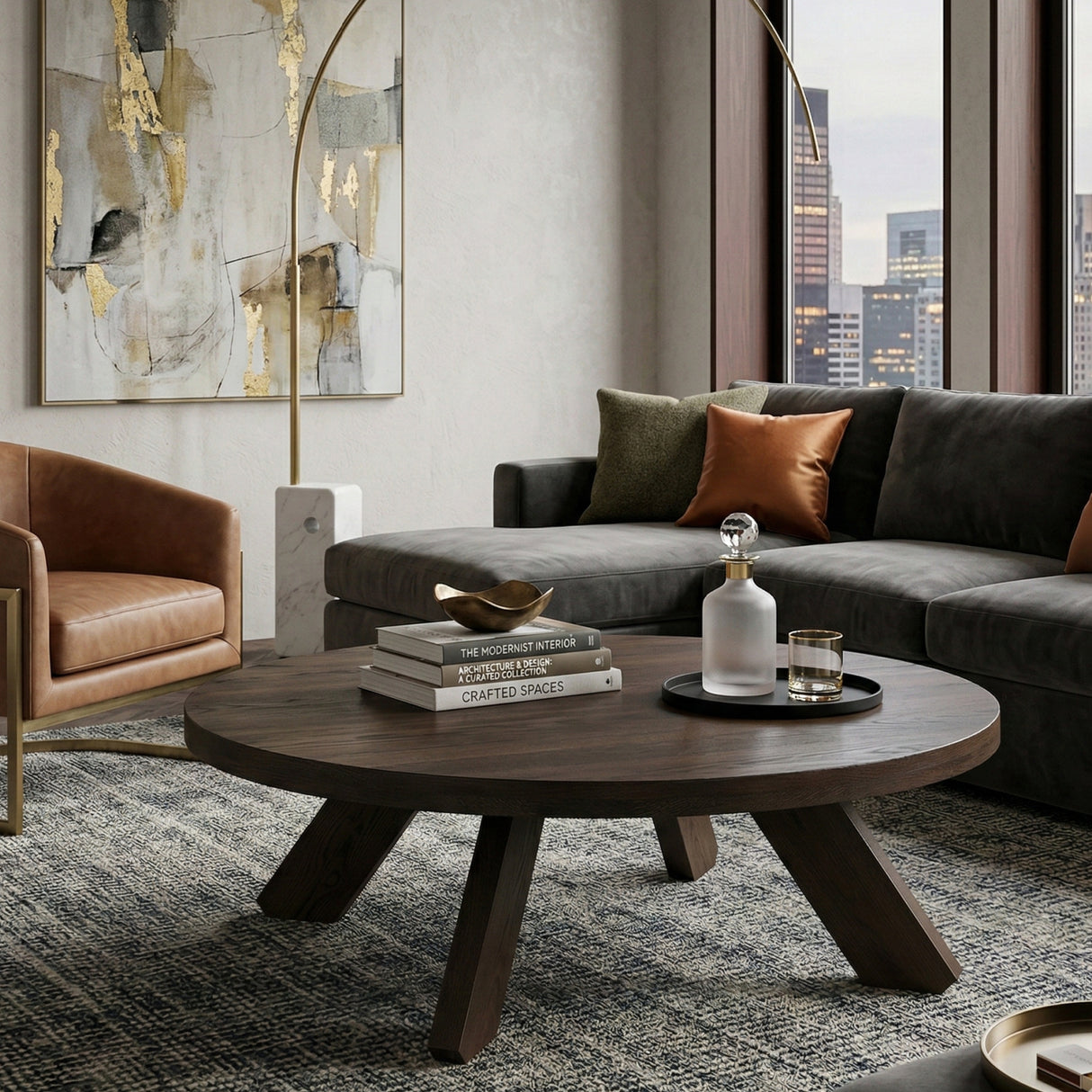 Modern European furniture - Solid Oak Round Coffee Table - www.oroa.com