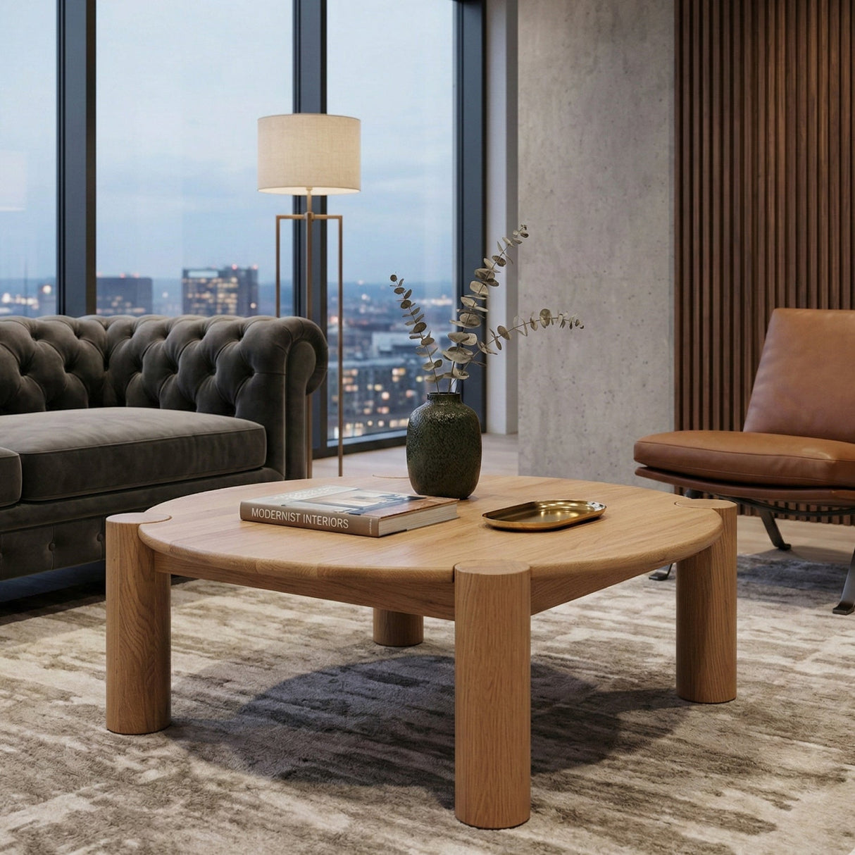 Modern European furniture - 3-Legged Solid Oak Coffee Table - www.oroa.com