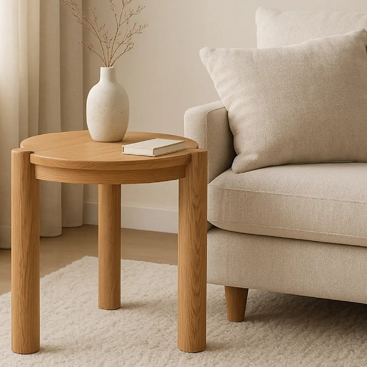 Modern European furniture - 3-Legged Solid Oak Side Table - www.oroa.com