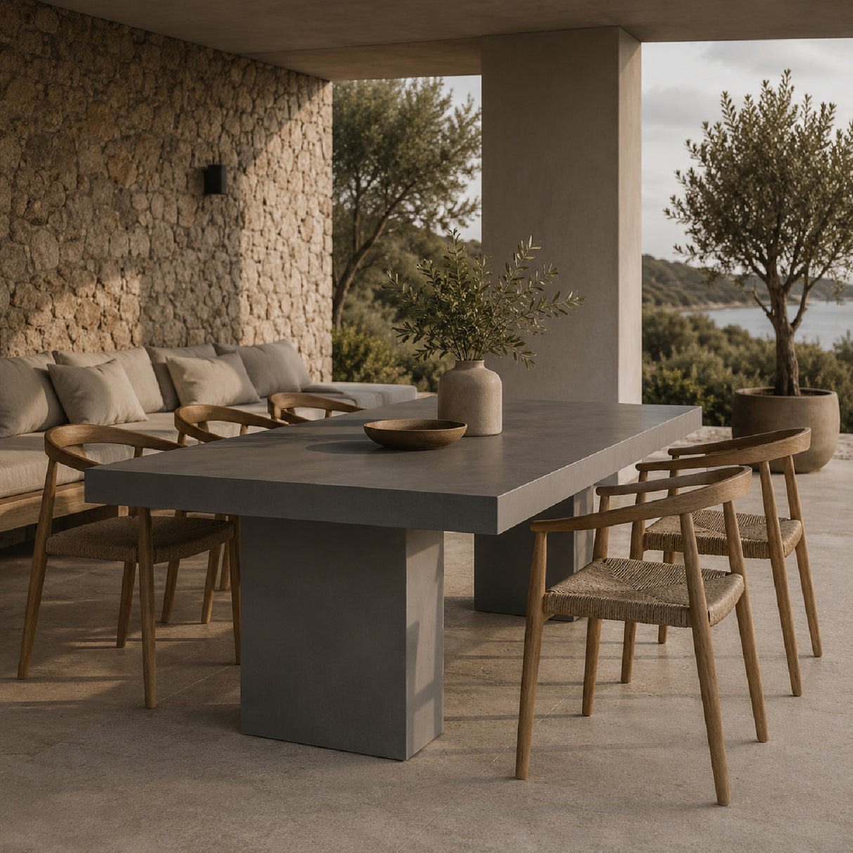 Modern European furniture - Gray Concrete Outdoor Dining Table - www.oroa.com | Oroa.com