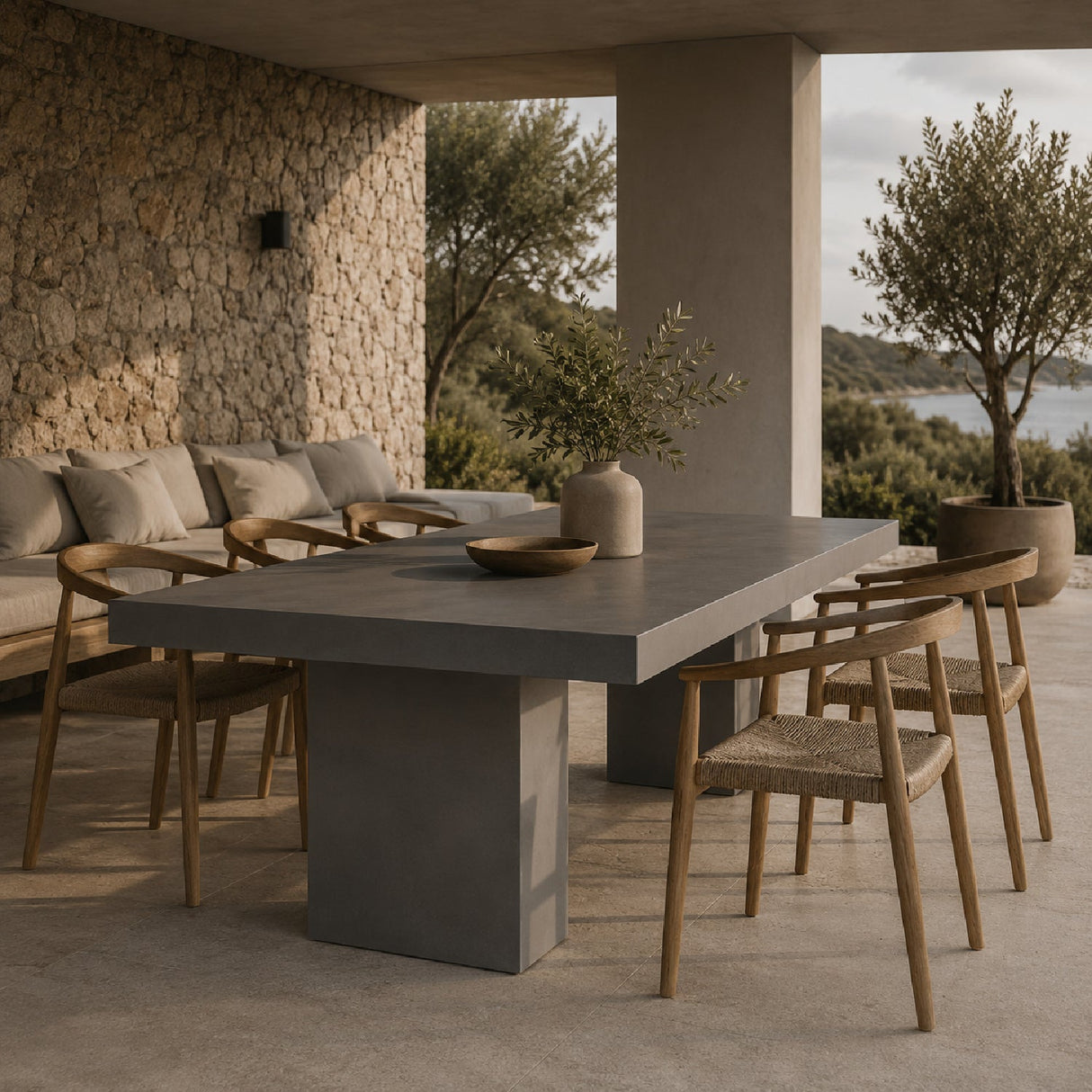 Modern European furniture - Concrete Outdoor Dining Table - www.oroa.com