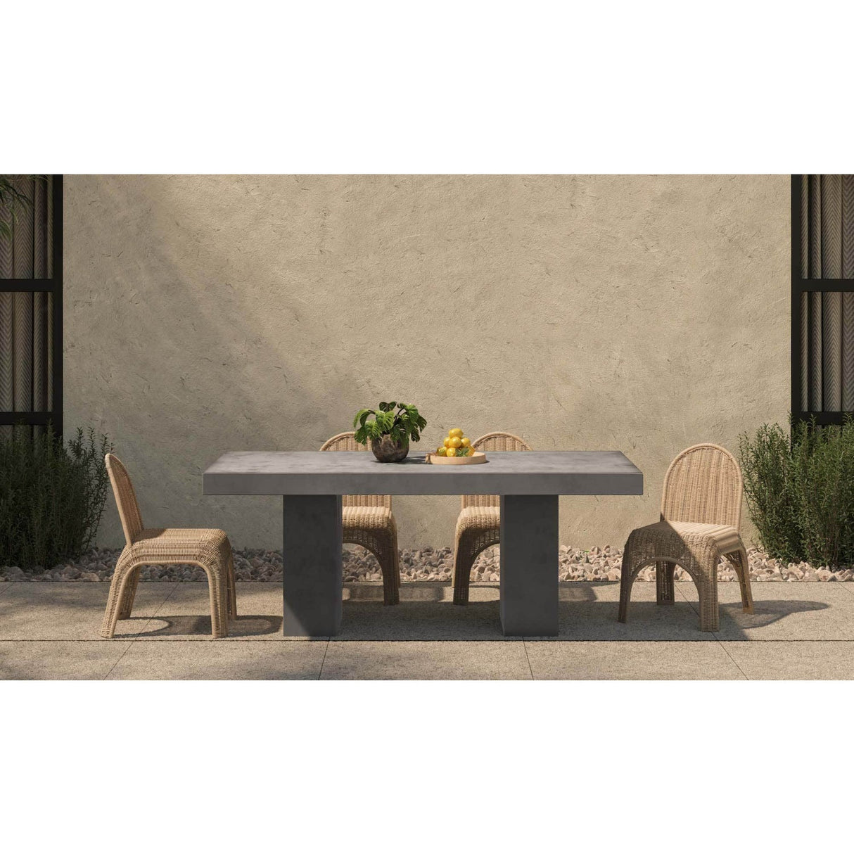 Modern European furniture - Concrete Outdoor Dining Table - www.oroa.com
