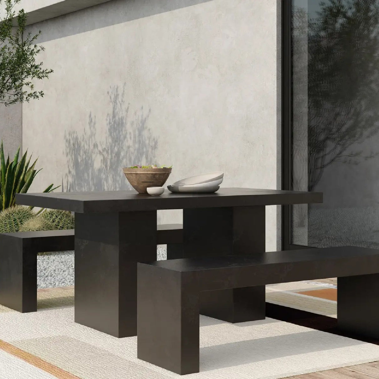Modern European furniture - 3-Seater Concrete Indoor/Outdoor Bench - www.oroa.com