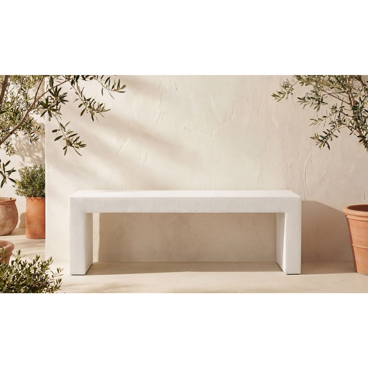 Modern European furniture - White Concrete Outdoor Bench - www.oroa.com | Oroa.com