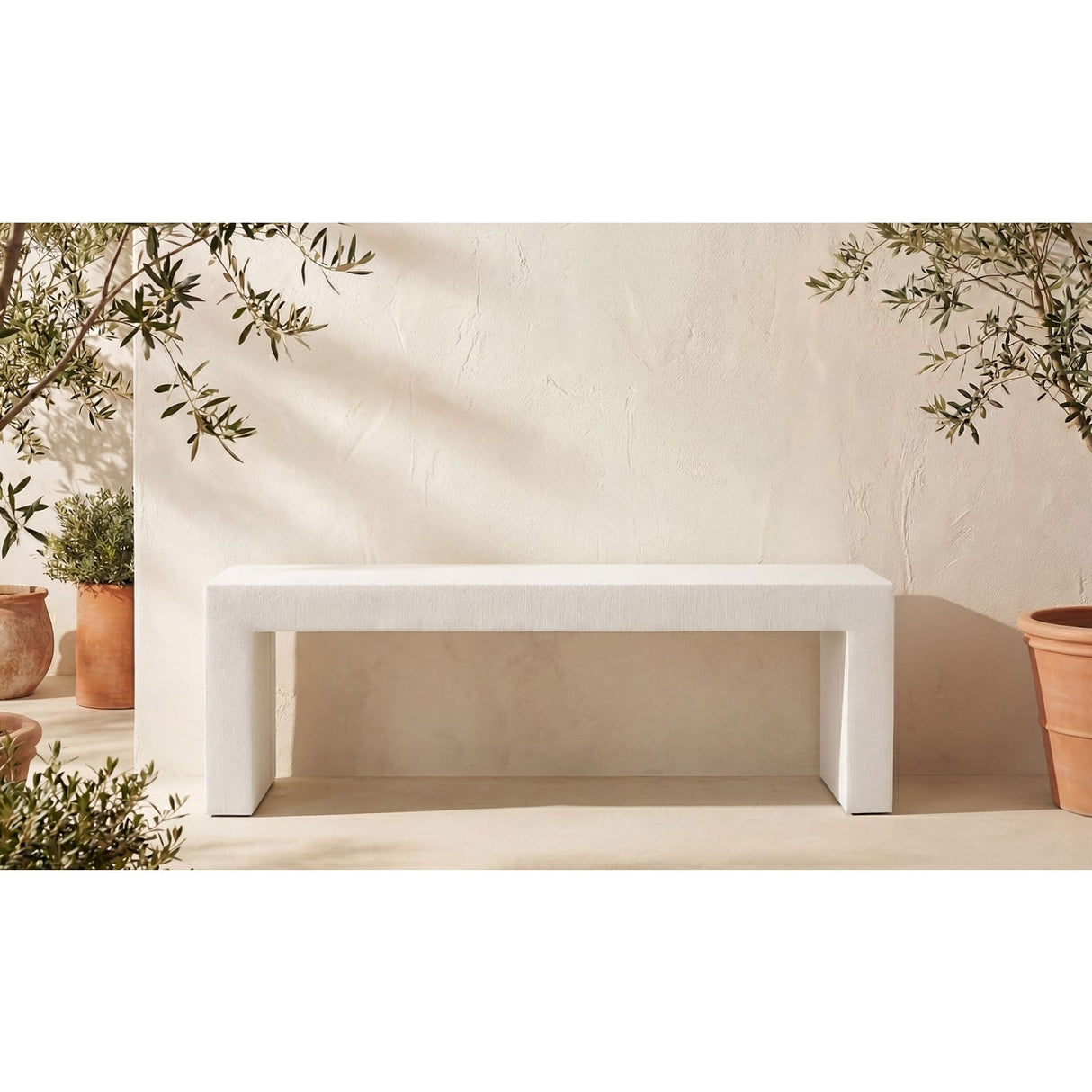 Modern European furniture - White Concrete Outdoor Bench - www.oroa.com