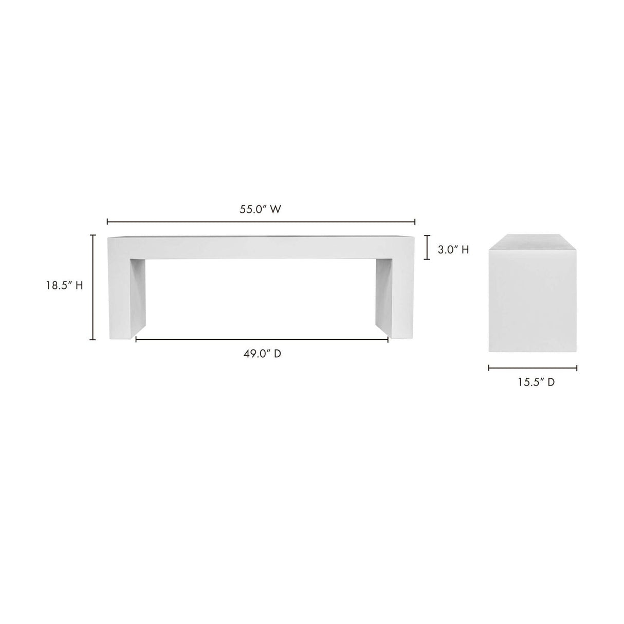 Modern European furniture - White Concrete Outdoor Bench - www.oroa.com
