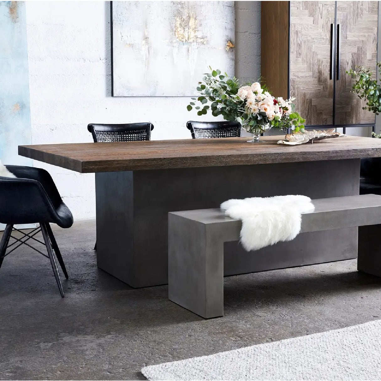 Modern European furniture - 3-Seater Concrete Indoor/Outdoor Bench - www.oroa.com