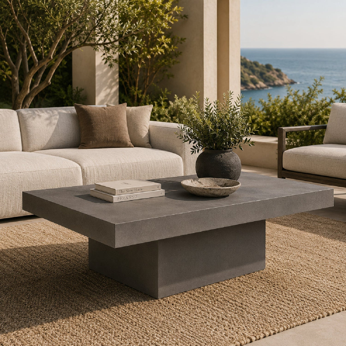 Modern European furniture - Gray Concrete Outdoor Coffee Table - www.oroa.com