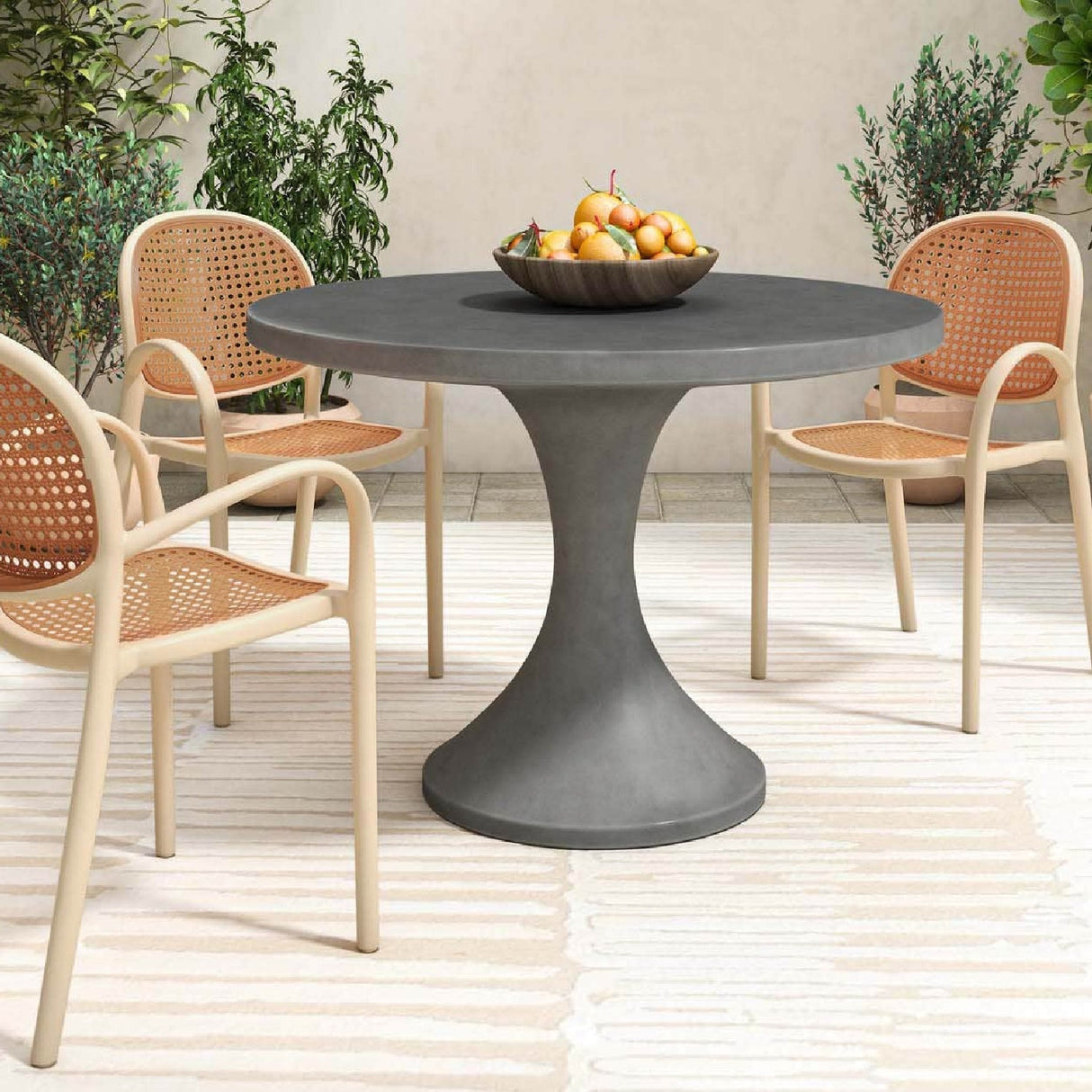 Modern European furniture - Gray Pedestal Outdoor Dining Table - www.oroa.com