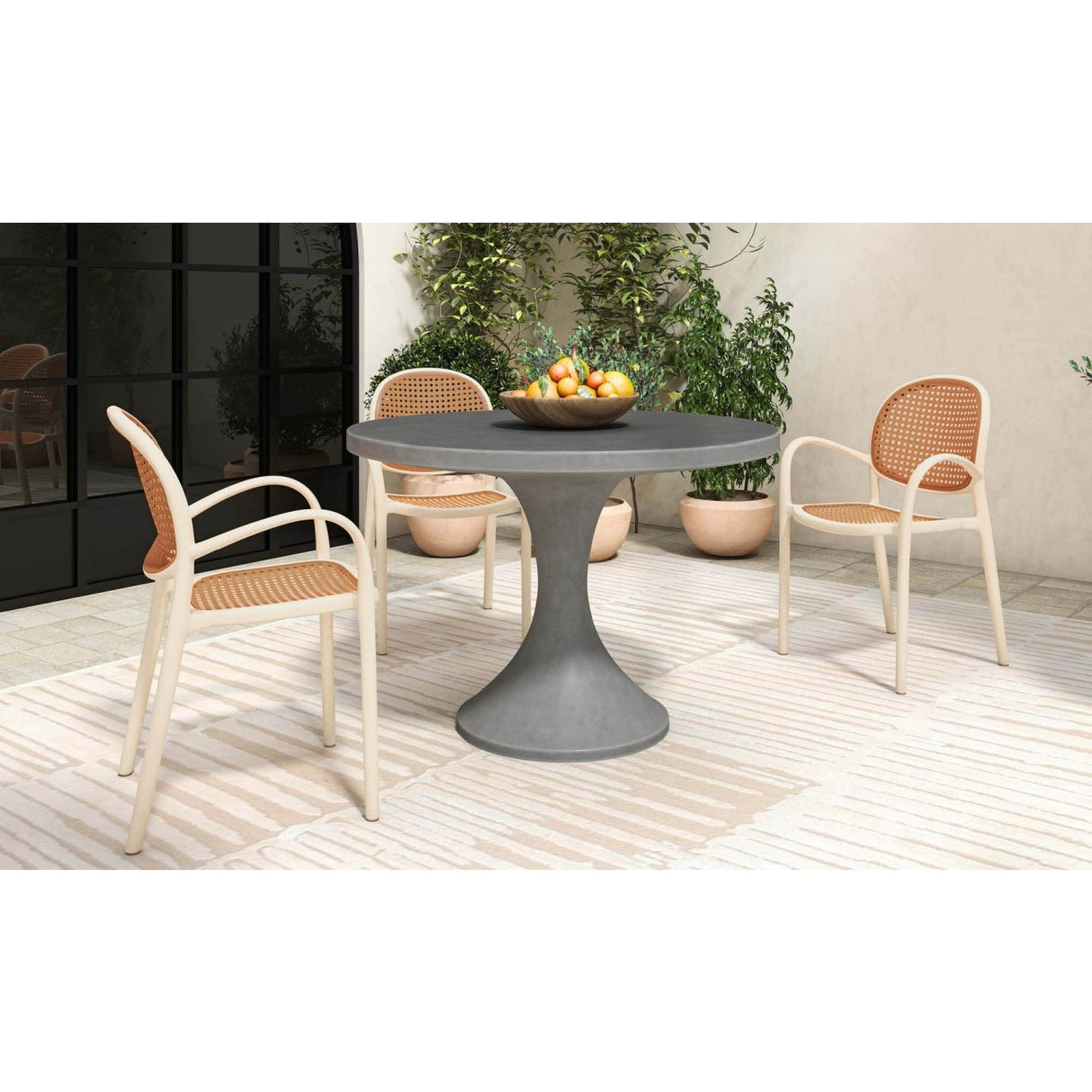 Modern European furniture - Gray Pedestal Outdoor Dining Table - www.oroa.com