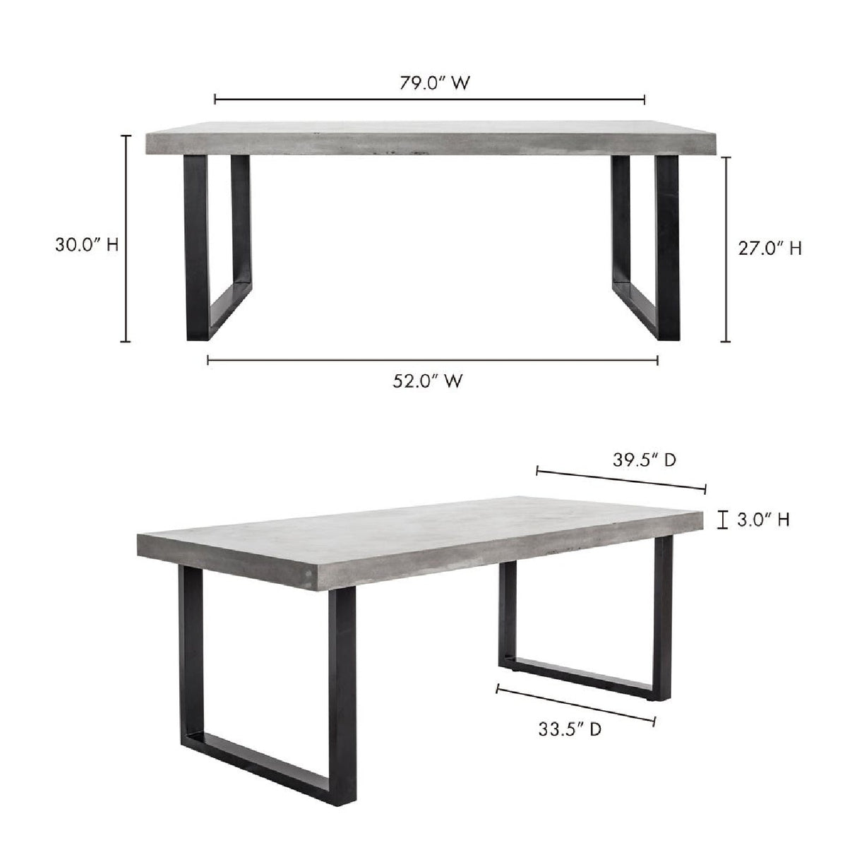 Modern European furniture - Gray Cement Indoor/Outdoor Dining Table L - www.oroa.com