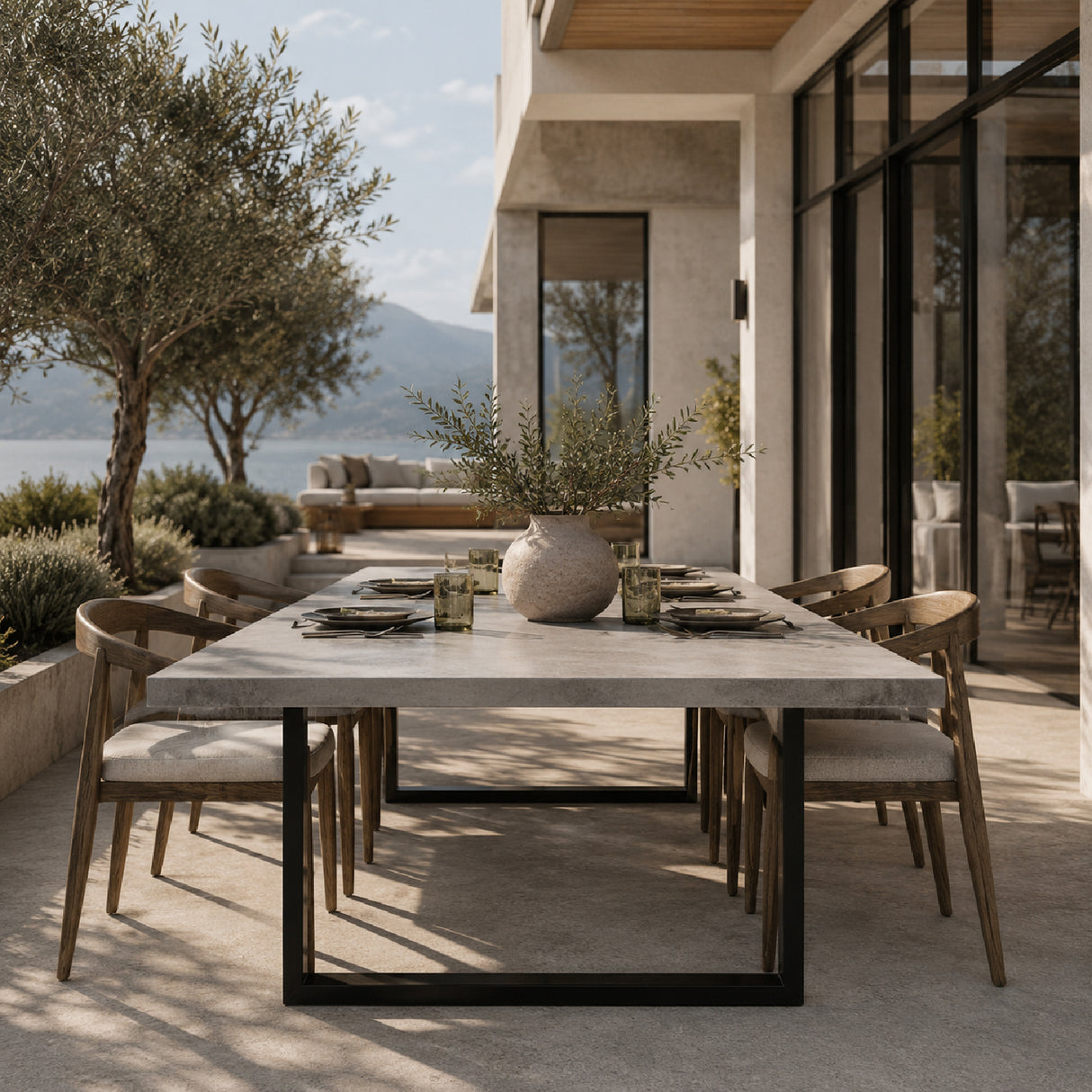 Modern European furniture - Gray Cement Indoor/Outdoor Dining Table L - www.oroa.com | Oroa.com
