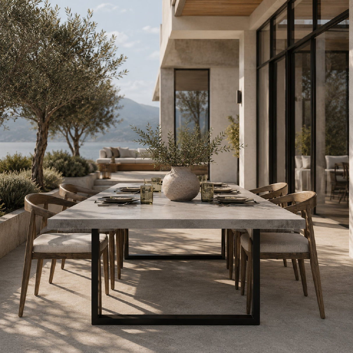 Modern European furniture - Gray Cement Indoor/Outdoor Dining Table L - www.oroa.com