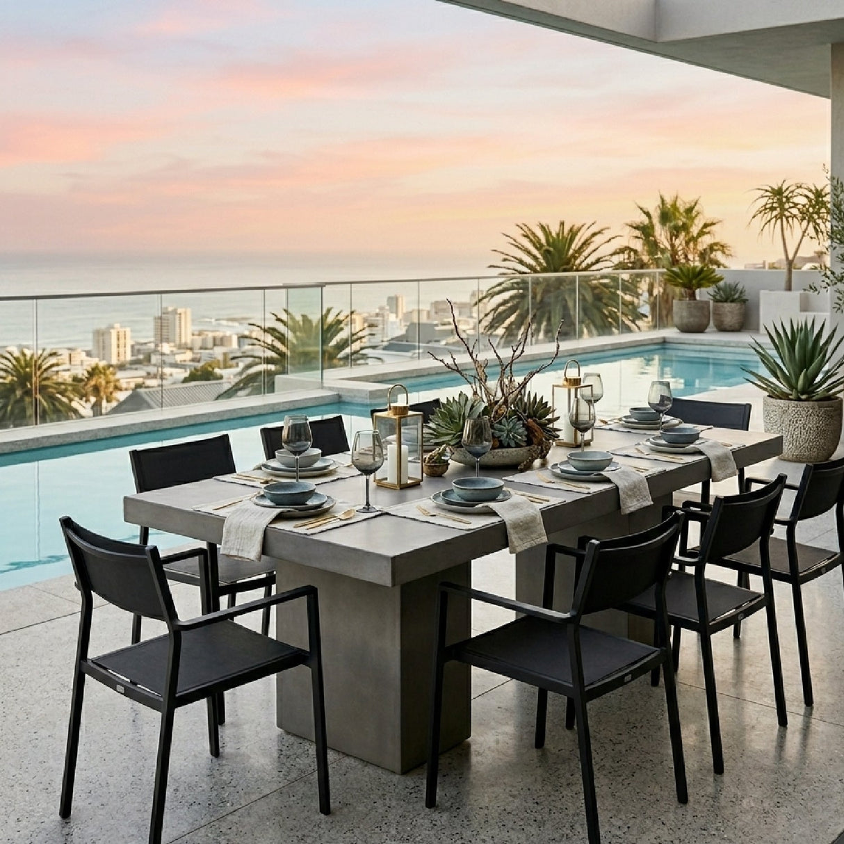 Modern European furniture - Pillar-Legged Indoor/Outdoor Dining Table - www.oroa.com