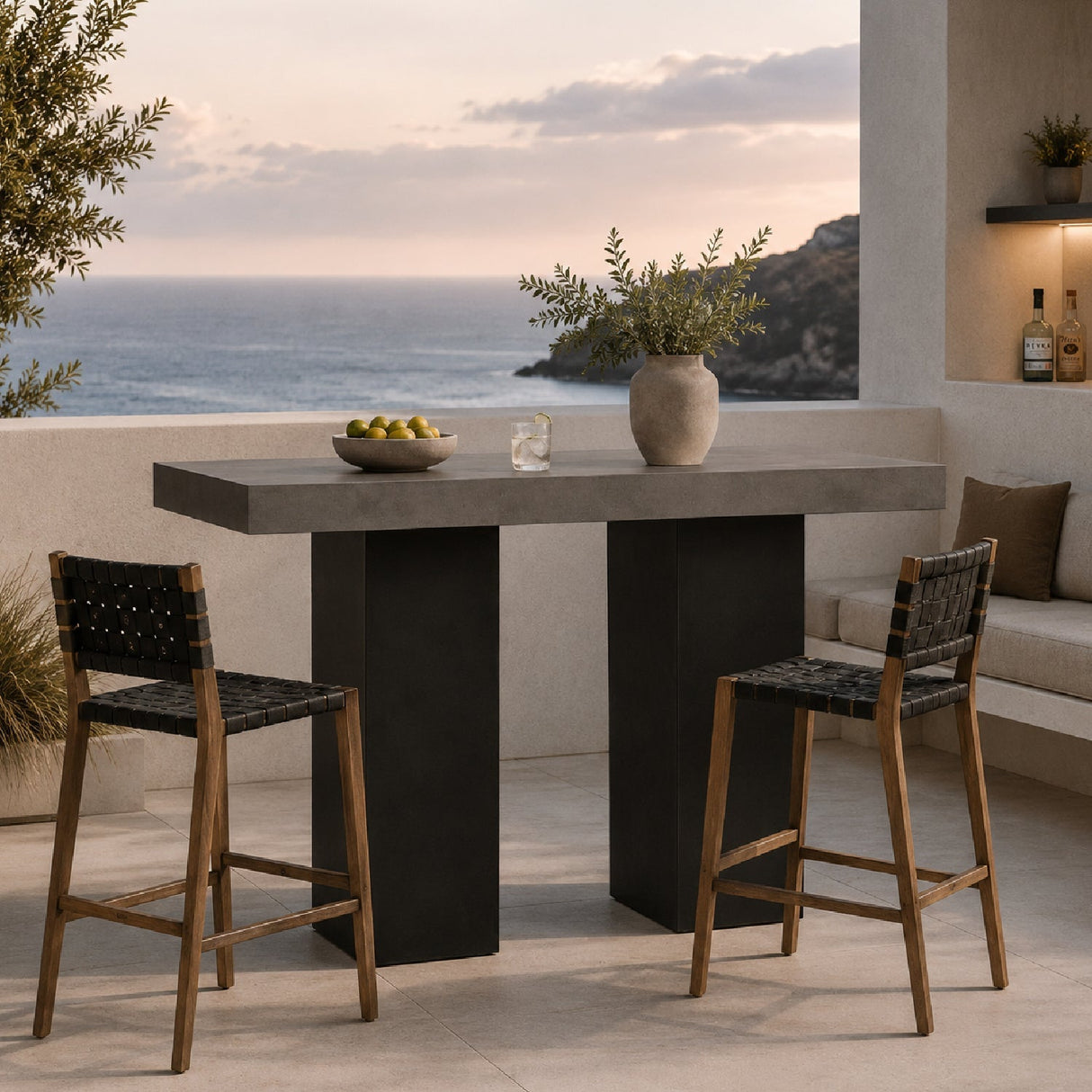 Modern European furniture - Gray Concrete Outdoor Bar Table - www.oroa.com