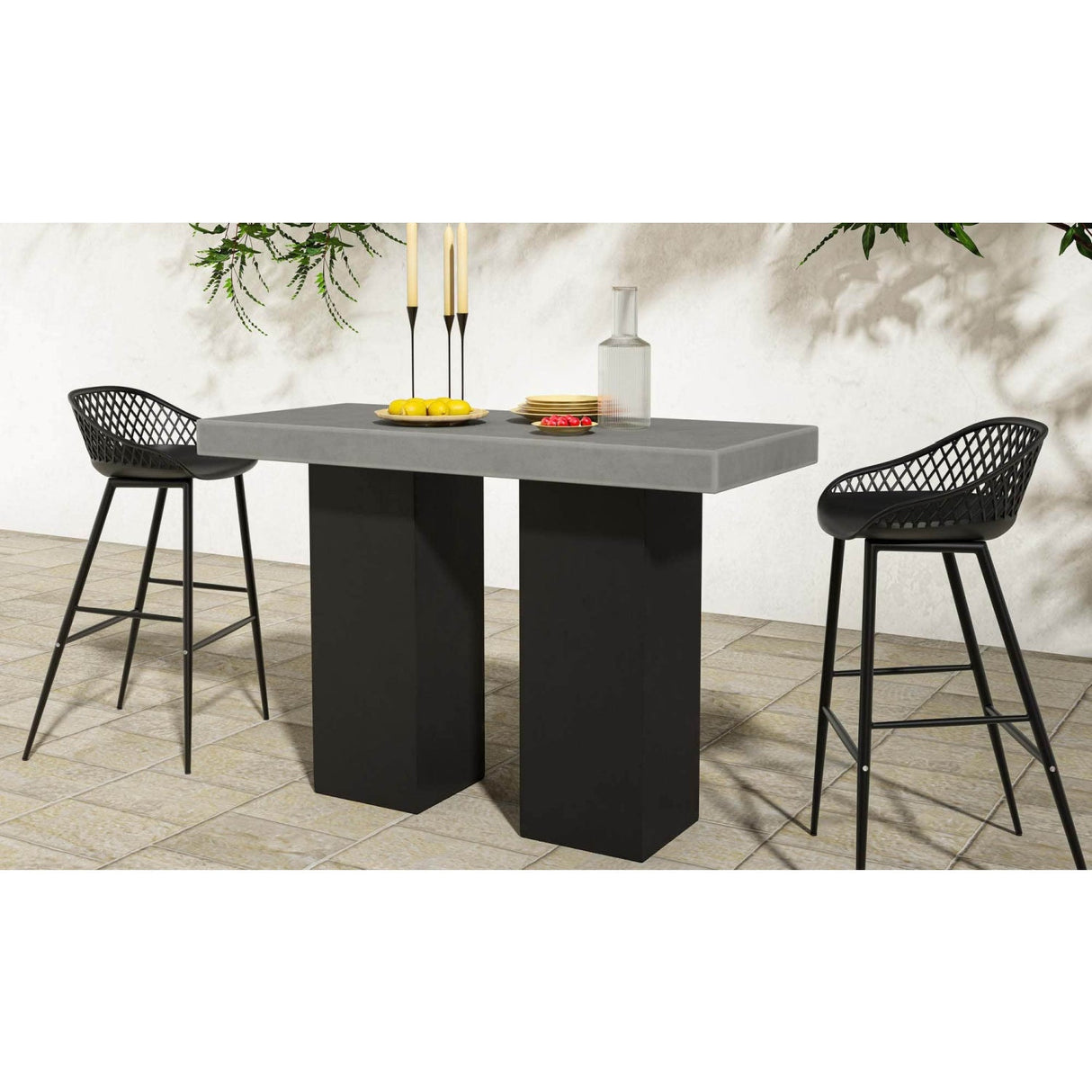 Modern European furniture - Gray Concrete Outdoor Bar Table - www.oroa.com