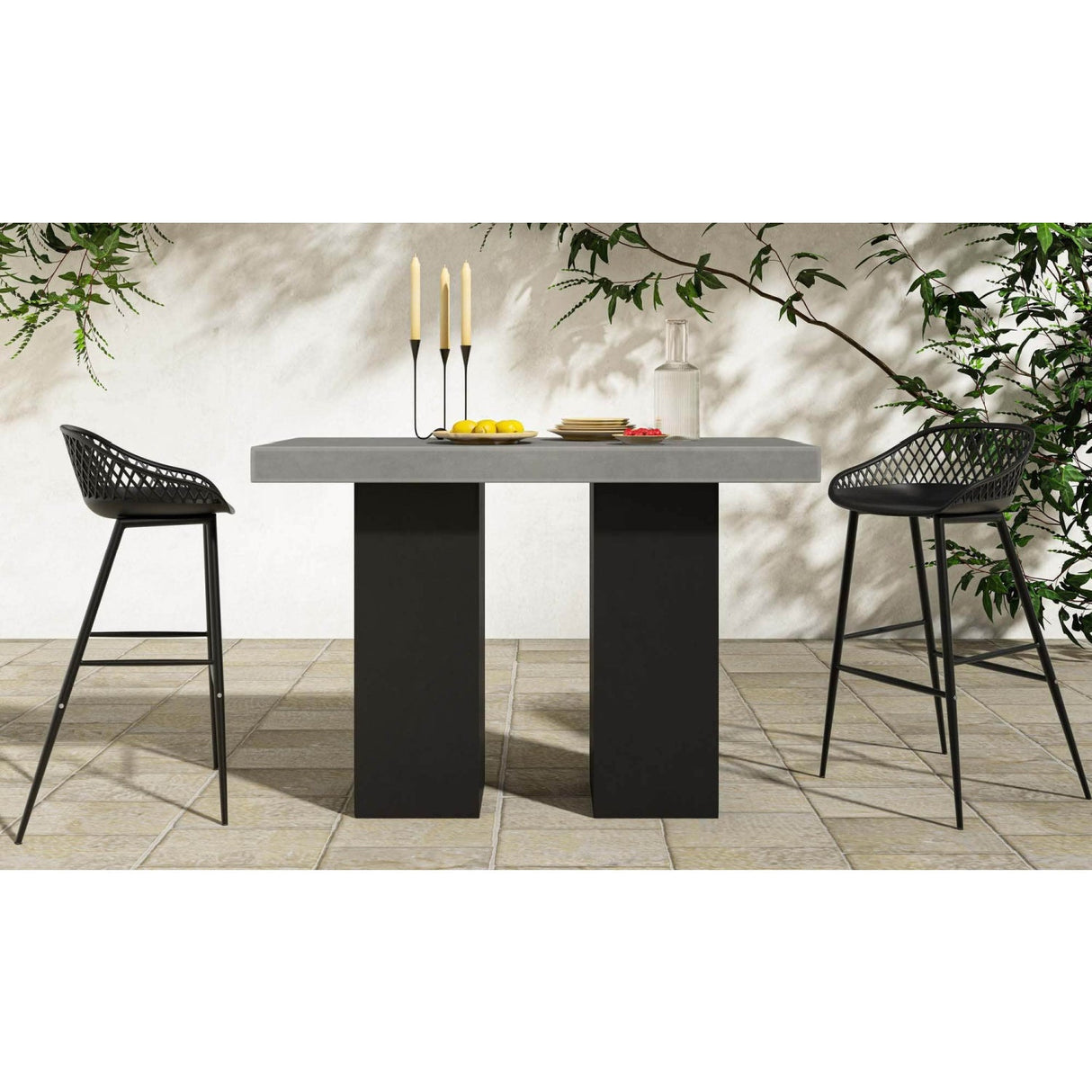 Modern European furniture - Gray Concrete Outdoor Bar Table - www.oroa.com