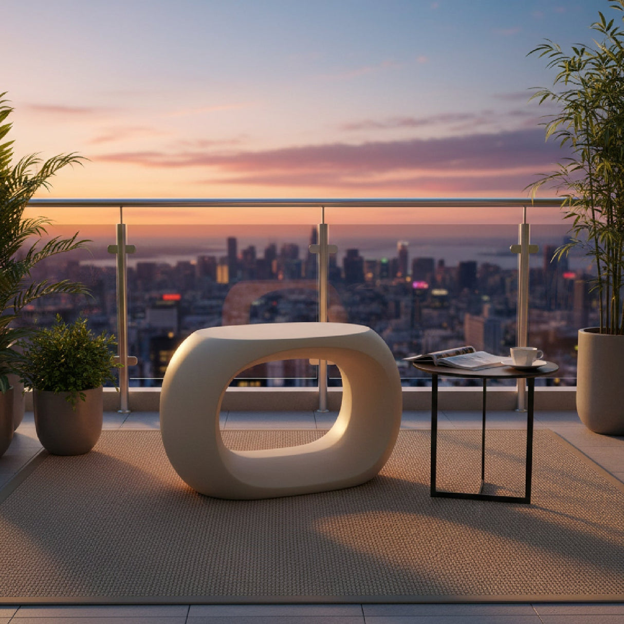 Modern European furniture - Carved Concrete Indoor/Outdoor Stool - www.oroa.com