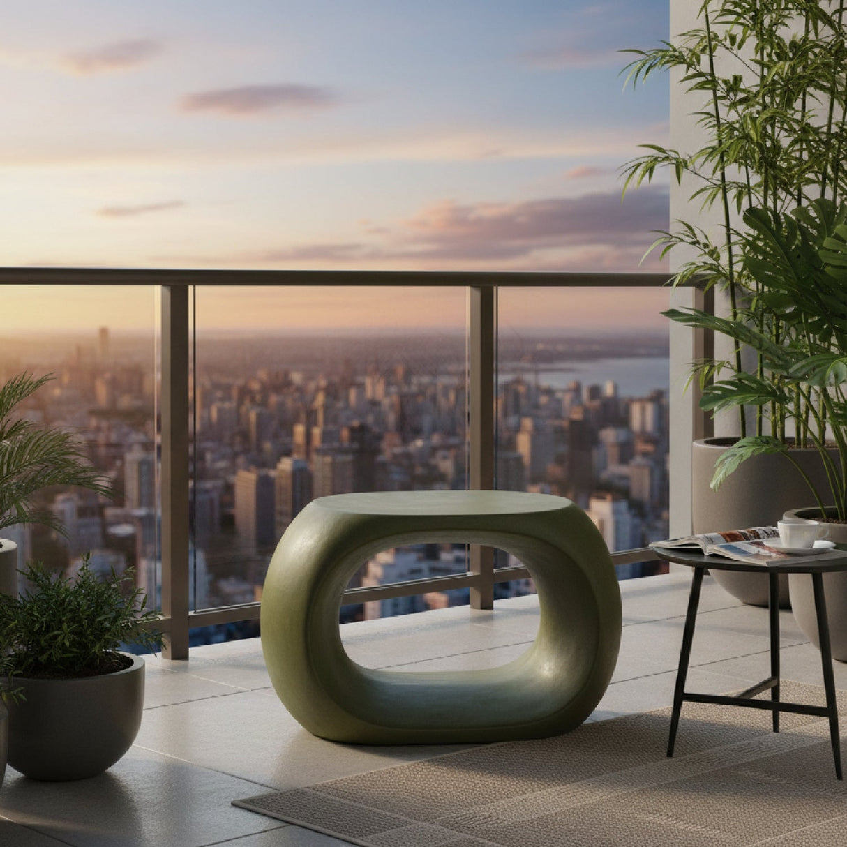 Modern European furniture - Carved Concrete Indoor/Outdoor Stool - www.oroa.com