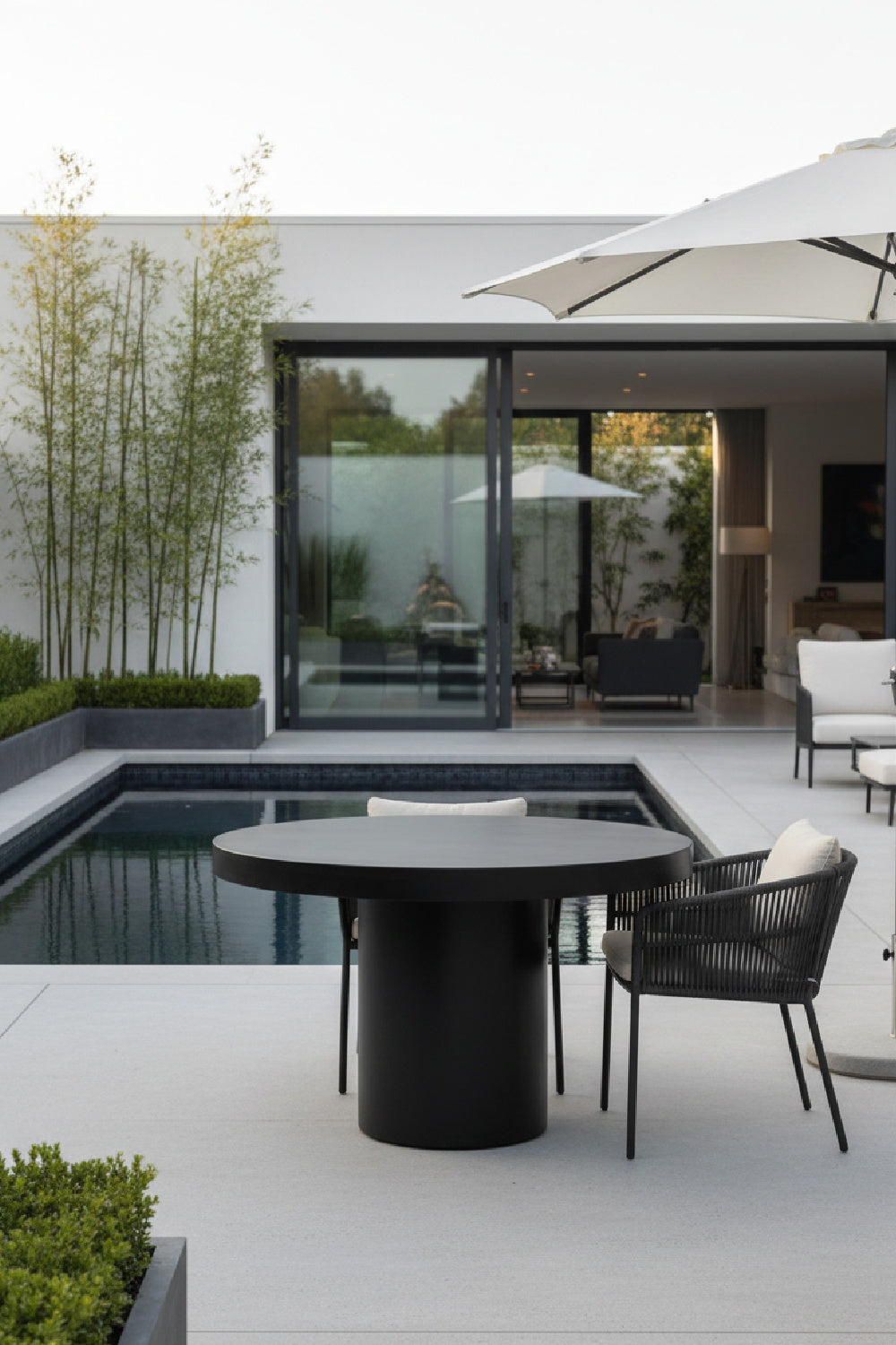 Modern European furniture - Matte Concrete Outdoor Dining Table - www.oroa.com