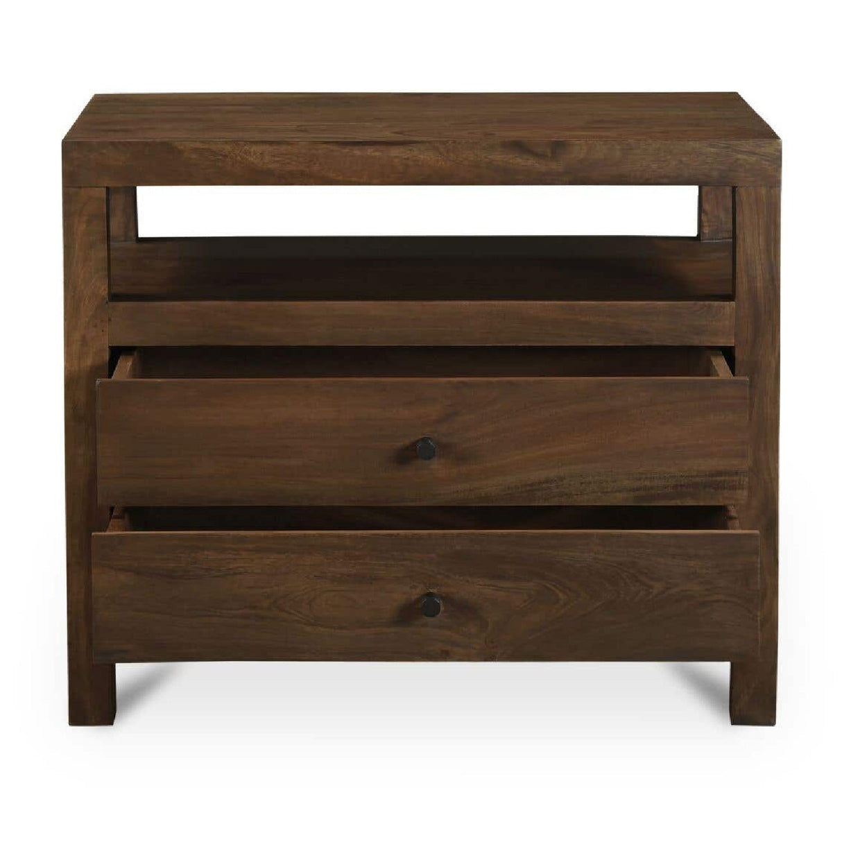 Modern European furniture - Brown Wooden 2-Drawer Nightstand - www.oroa.com