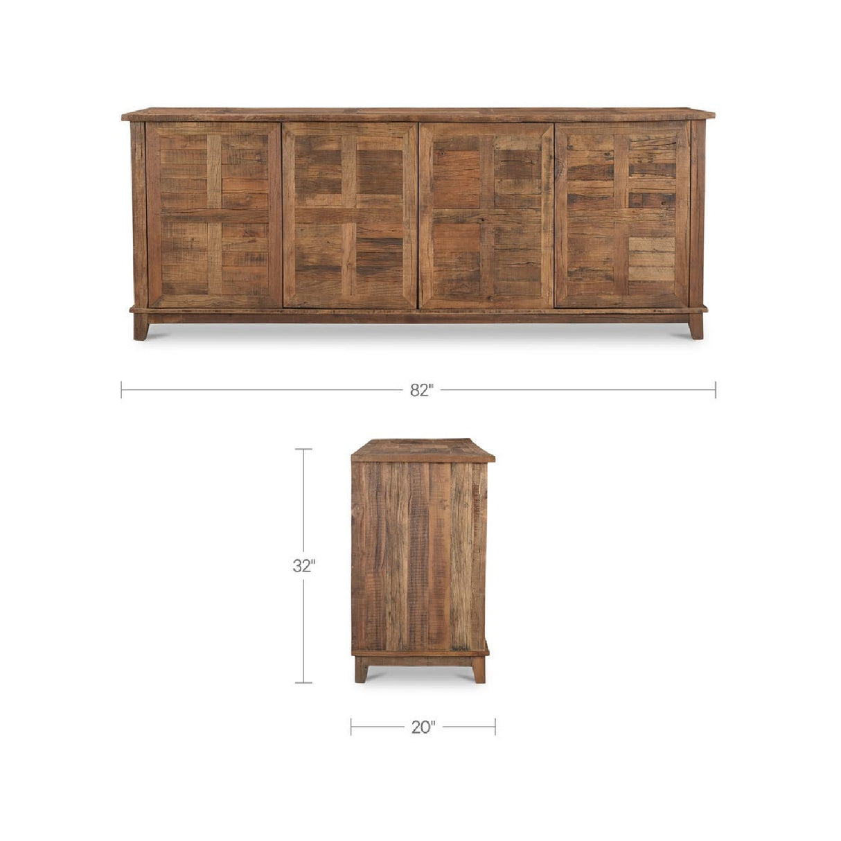 Modern or European furniture - Vintage Wooden 4-Door Sideboard - www.oroa.com