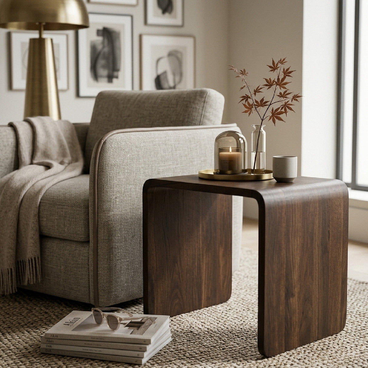 Modern or European furniture - C-Shape Solid Wood Side Table - www.oroa.com