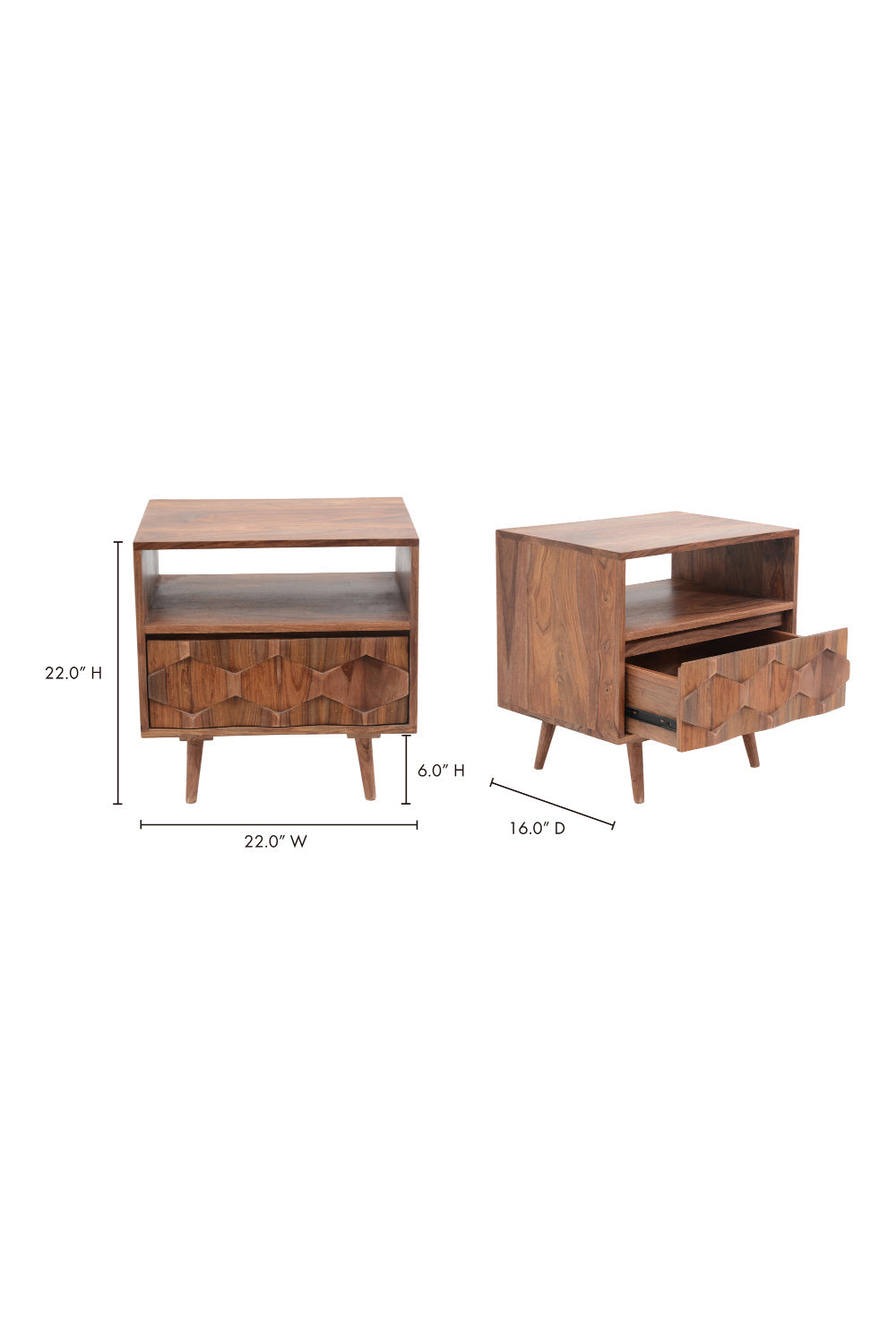 Natural Wood Nightstand | Novi Living O2 | Oroa.com