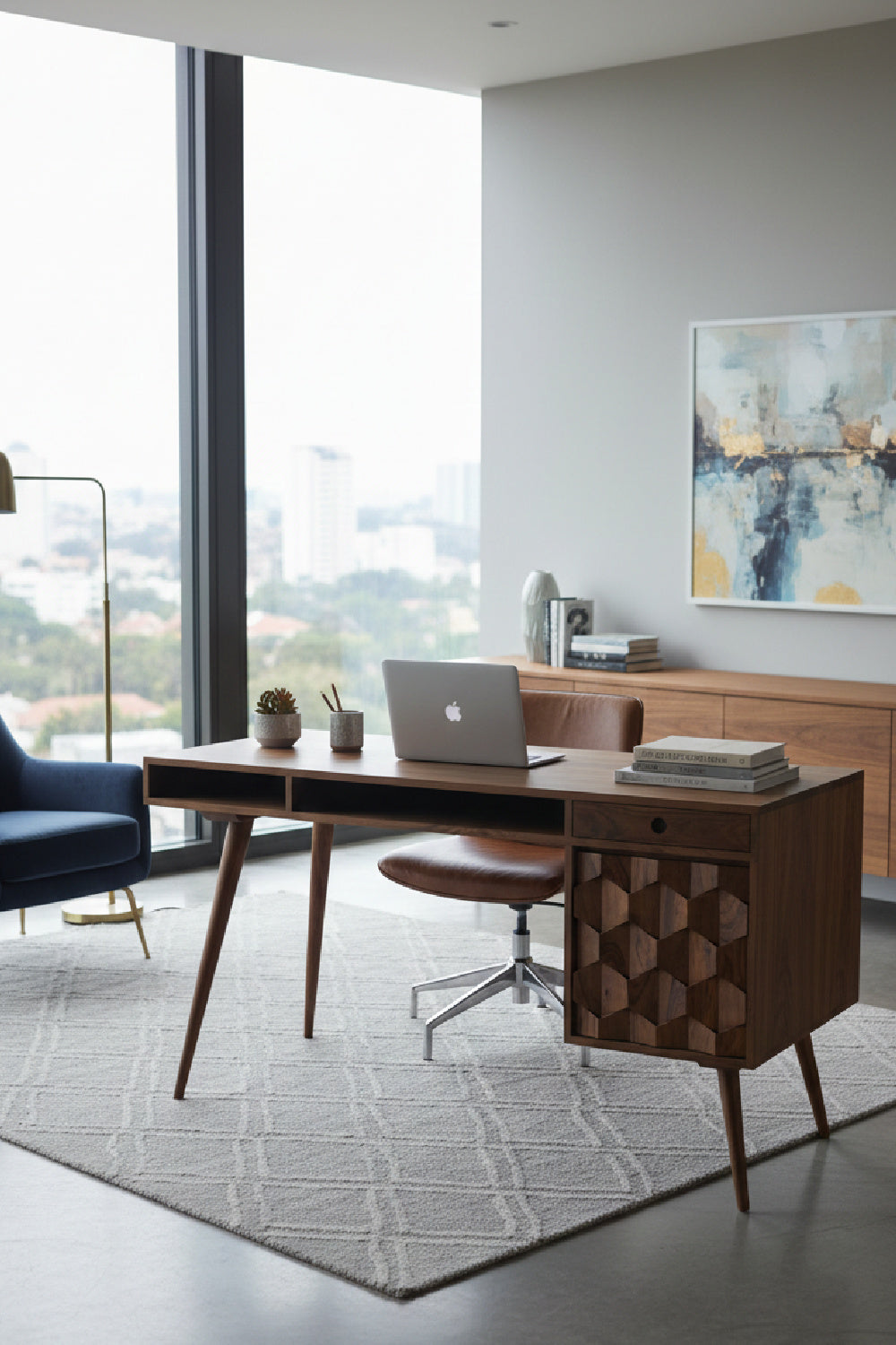 Modern European furniture - Sheesham Wood 2-Drawer Desk - www.oroa.com