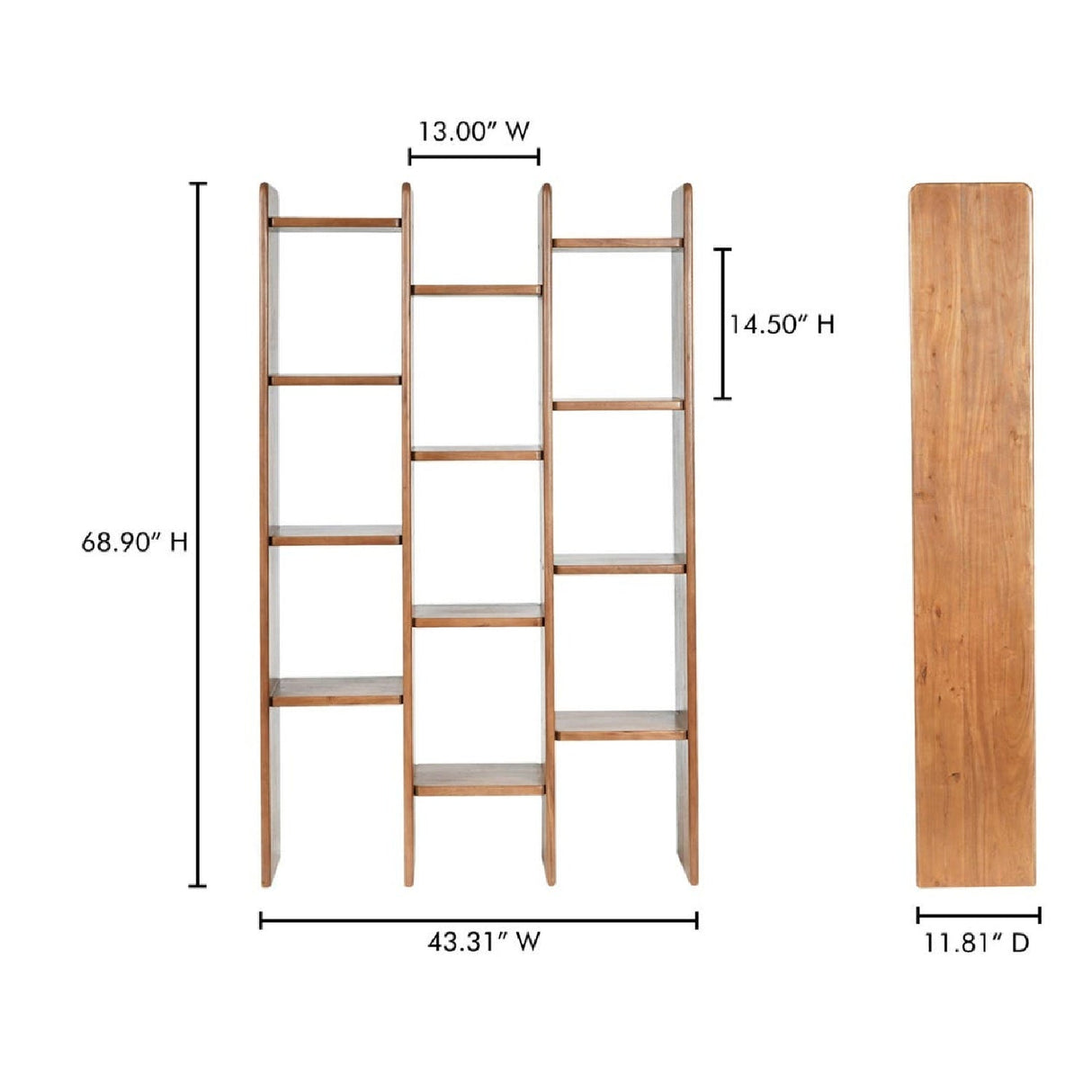 Modern European furniture - Solid Acacia 12-Shelf Bookcase - www.oroa.com