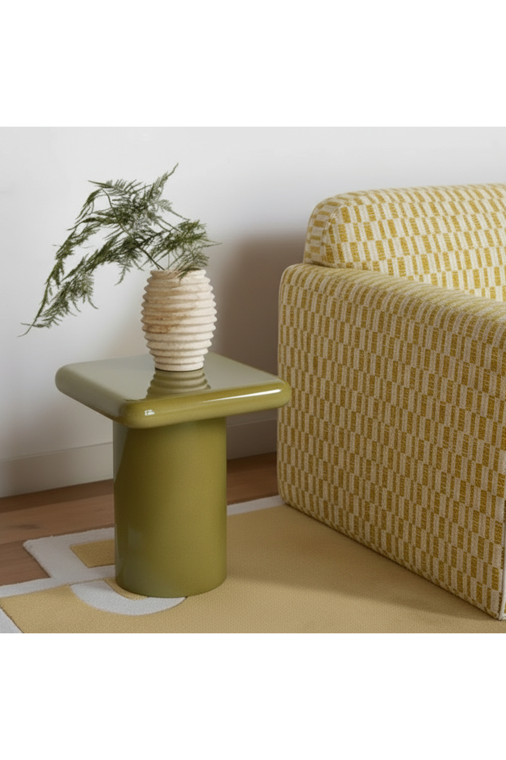 Modern European furniture - Green Lacquered Square Side Table - www.oroa.com