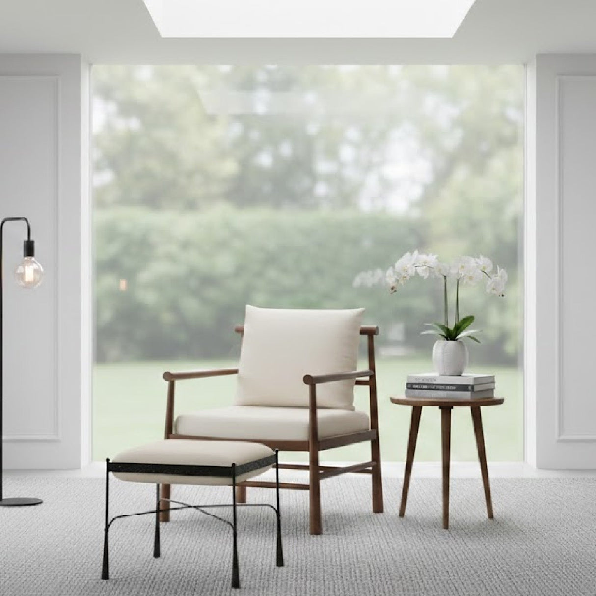 Modern European furniture - Iron Framed Cream Stool - www.oroa.com
