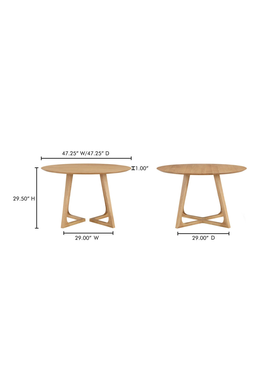 Natural Oak Round Dining Table | Novi Living Godenza
