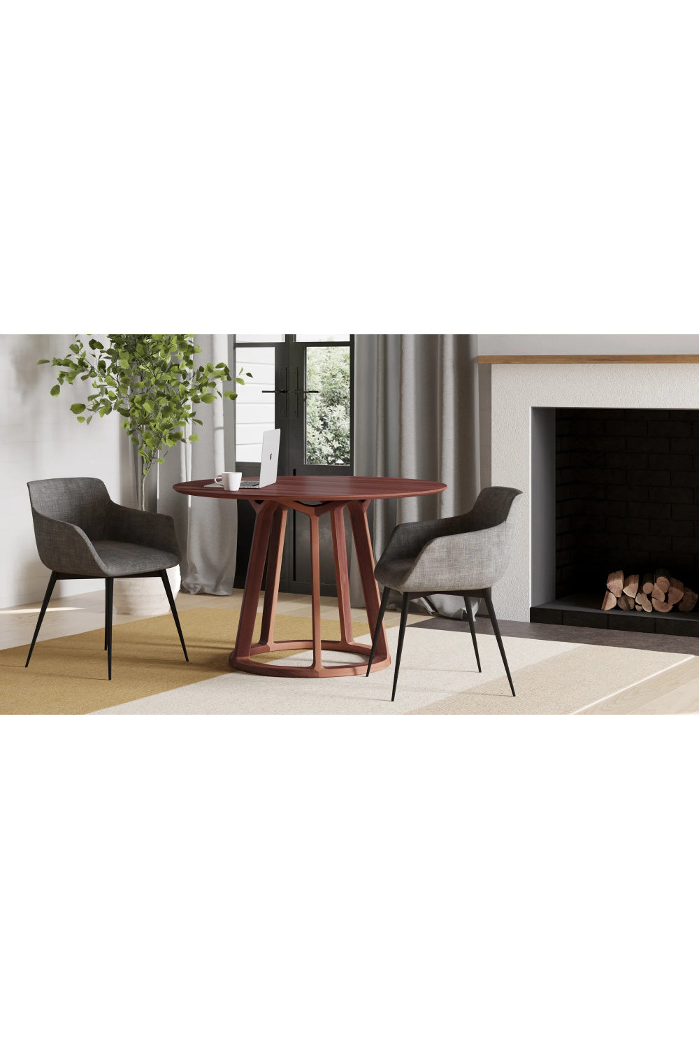 Modern European furniture - Walnut Round Dining Table - www.oroa.com