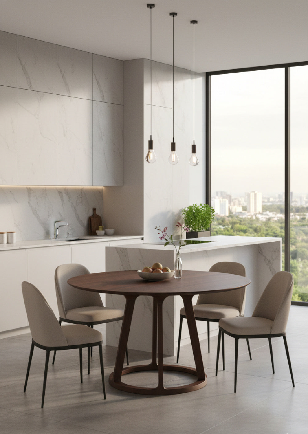 Modern European furniture - Walnut Round Dining Table - www.oroa.com