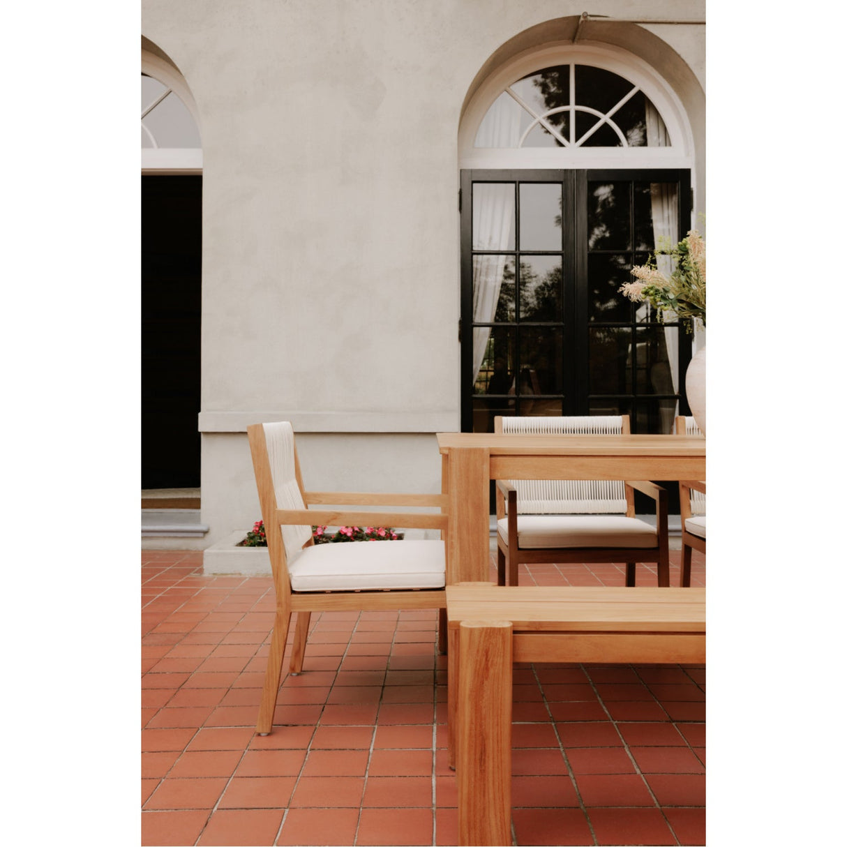 Modern European furniture - Natural Teak Outdoor Dining Bench - www.oroa.com